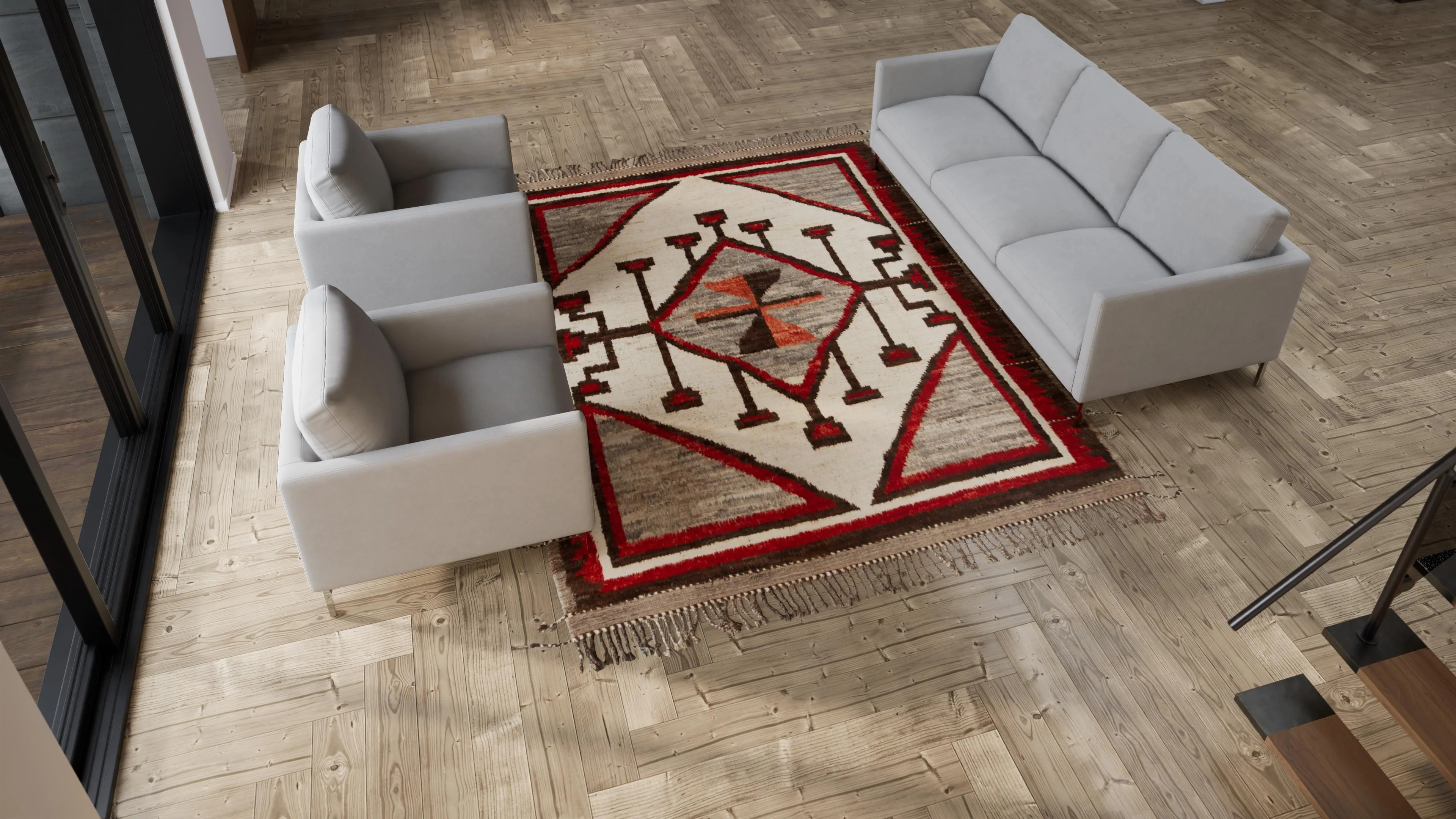Red & Brown Modern Wool Rug - 8'4'' x 10'8'' - Image 7