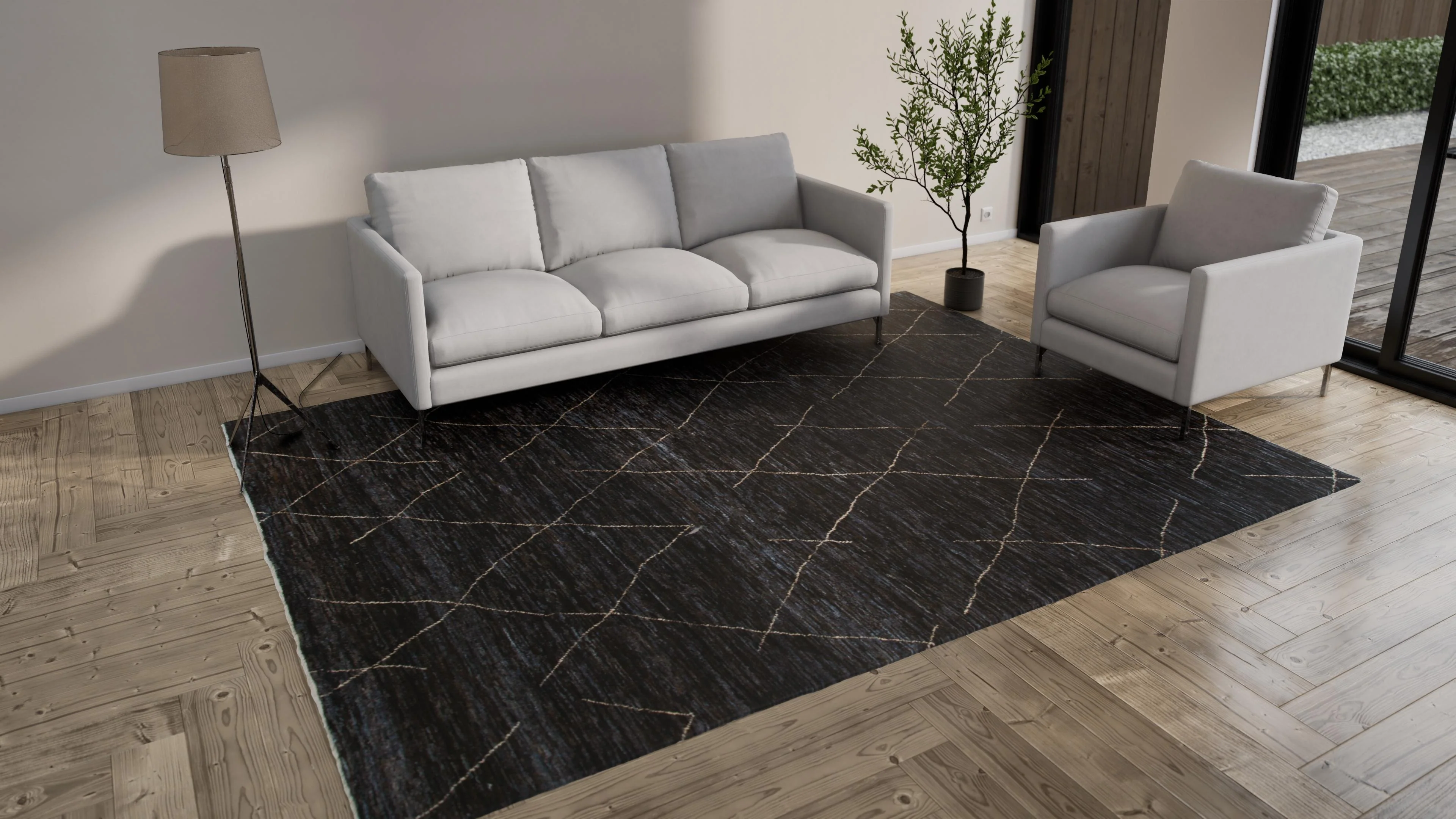Black Modern Wool Rug - 8'4'' x 11'3'' - Image 7