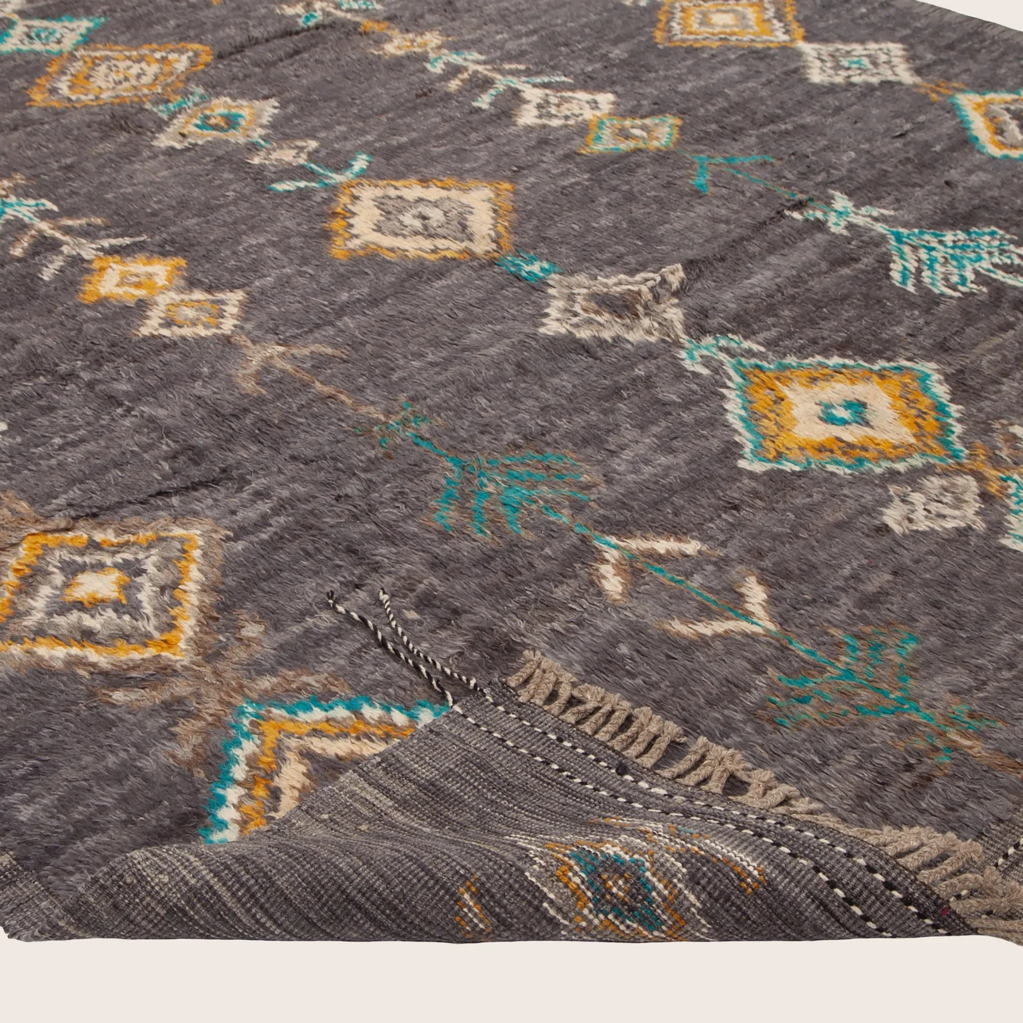 Black Modern Wool Rug - 9' x 12'6" - Image 4