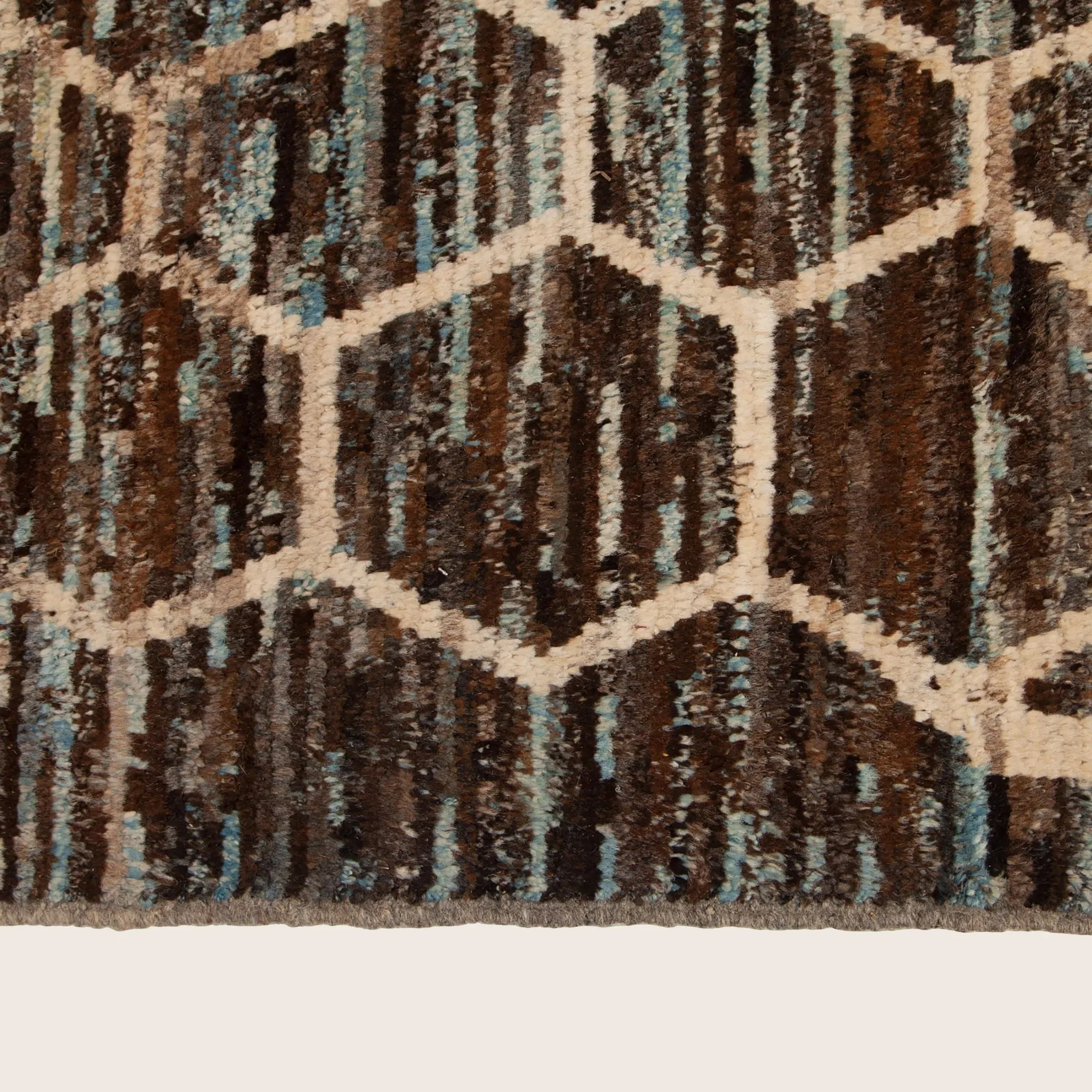 Brown & Blue Modern Wool Rug - 10'5'' x 13'5'' - Image 5