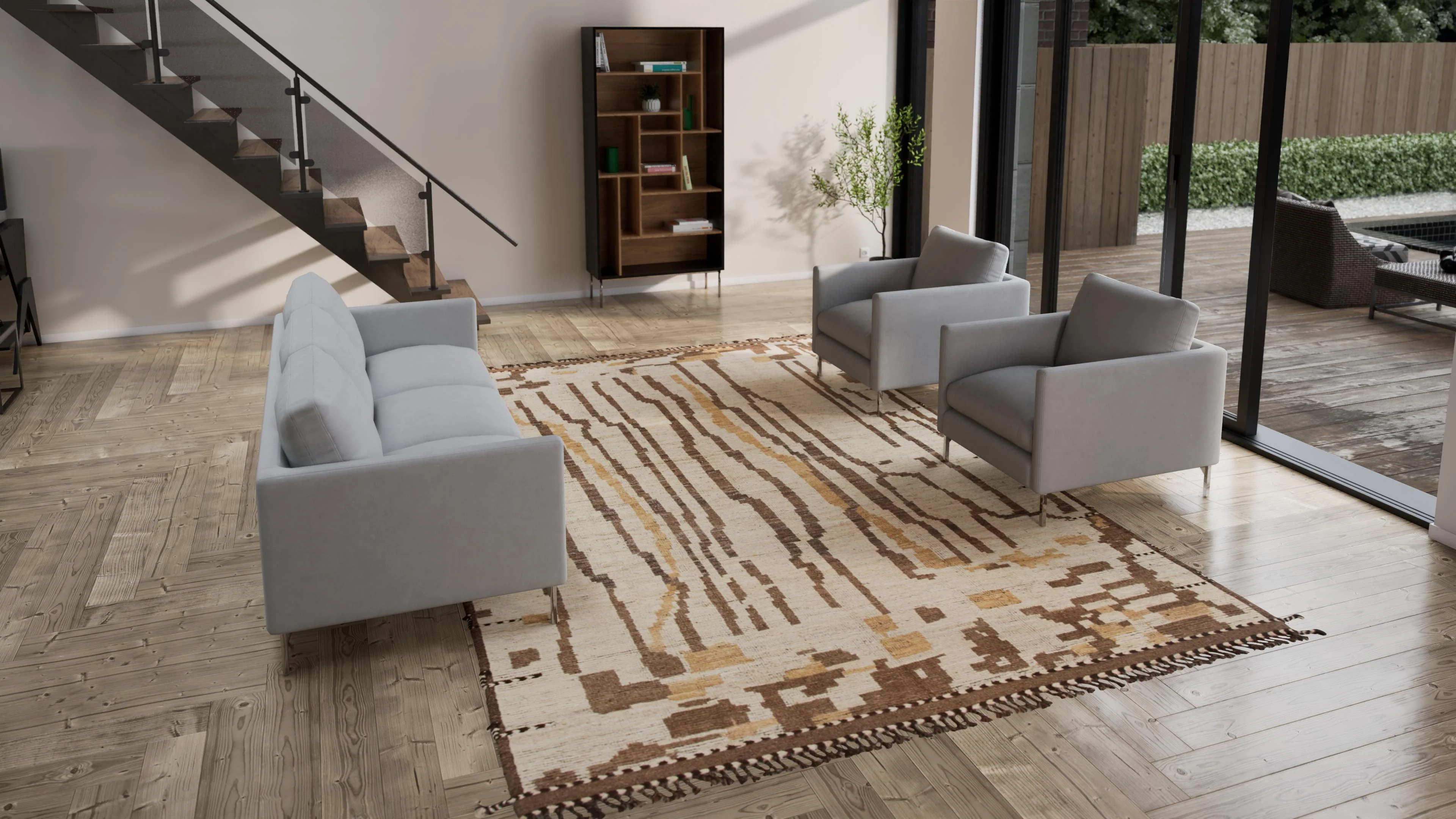 Brown Modern Wool Rug - 9'6'' x 13'7'' - Image 3