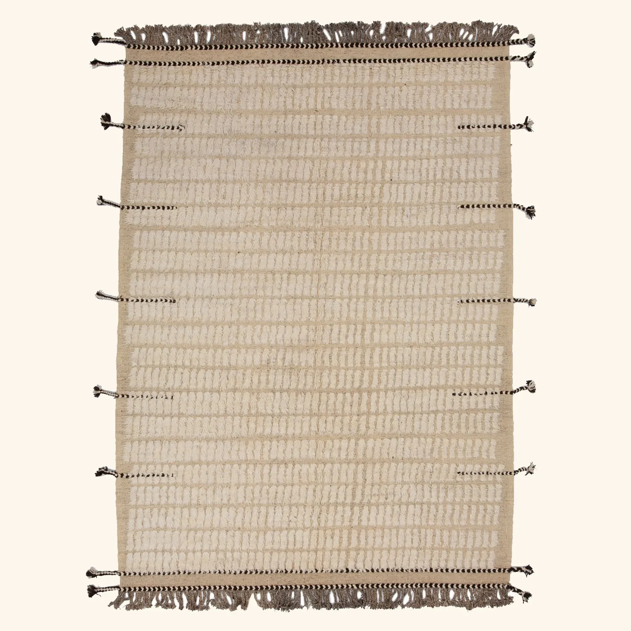 Neutral Moroccan Berber Wool Rug - 7'3" x 9'12"