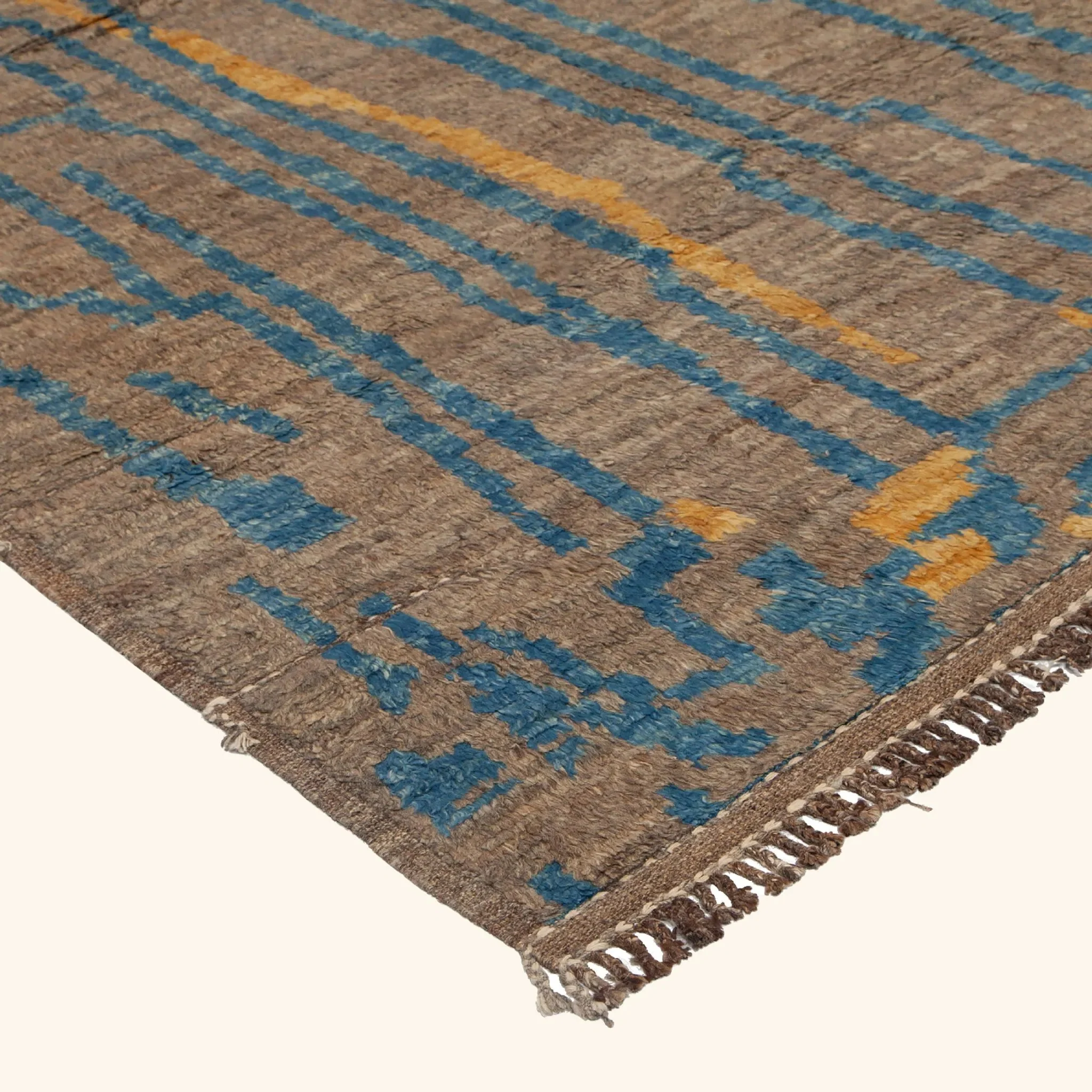Brown & Blue Moroccan Wool Rug - 8'2" x 9'8" - Image 4