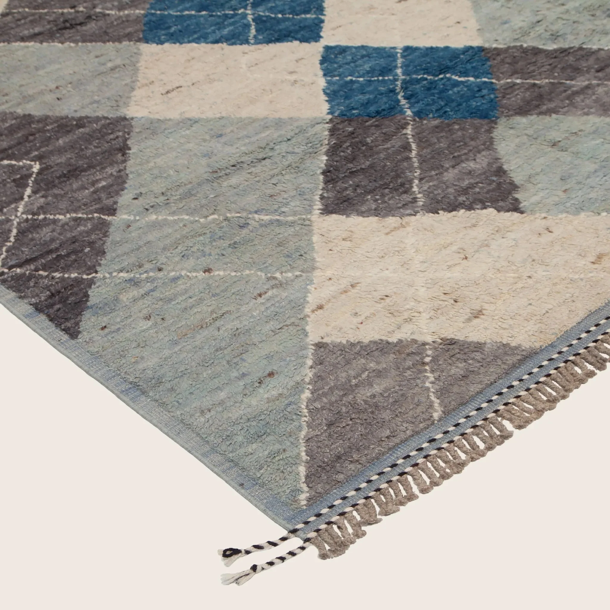 Blue & Grey Modern Wool Rug - 8'3'' x 9'9'' - Image 4