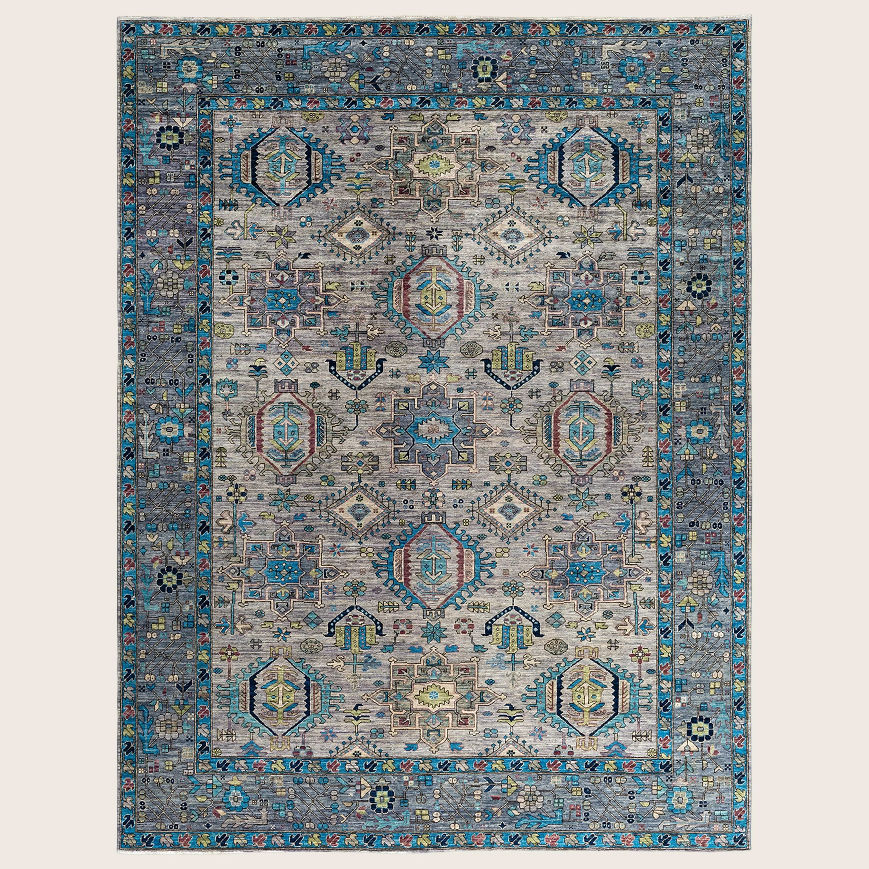 Blue Traditional Serapi Wool Rug - 9'1" x 11'9"