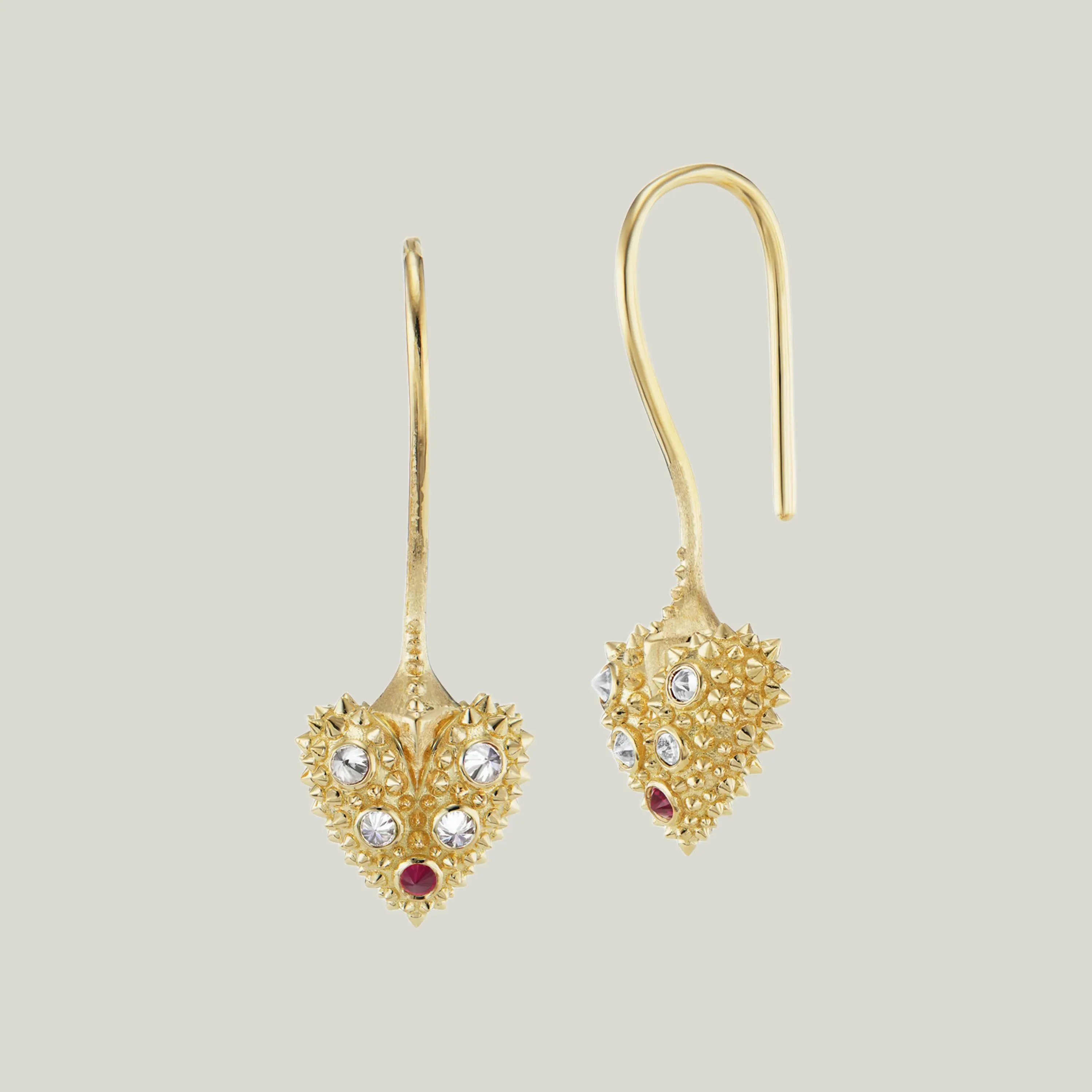 Pierce Your Heart Diamond & Ruby Drop Earrings