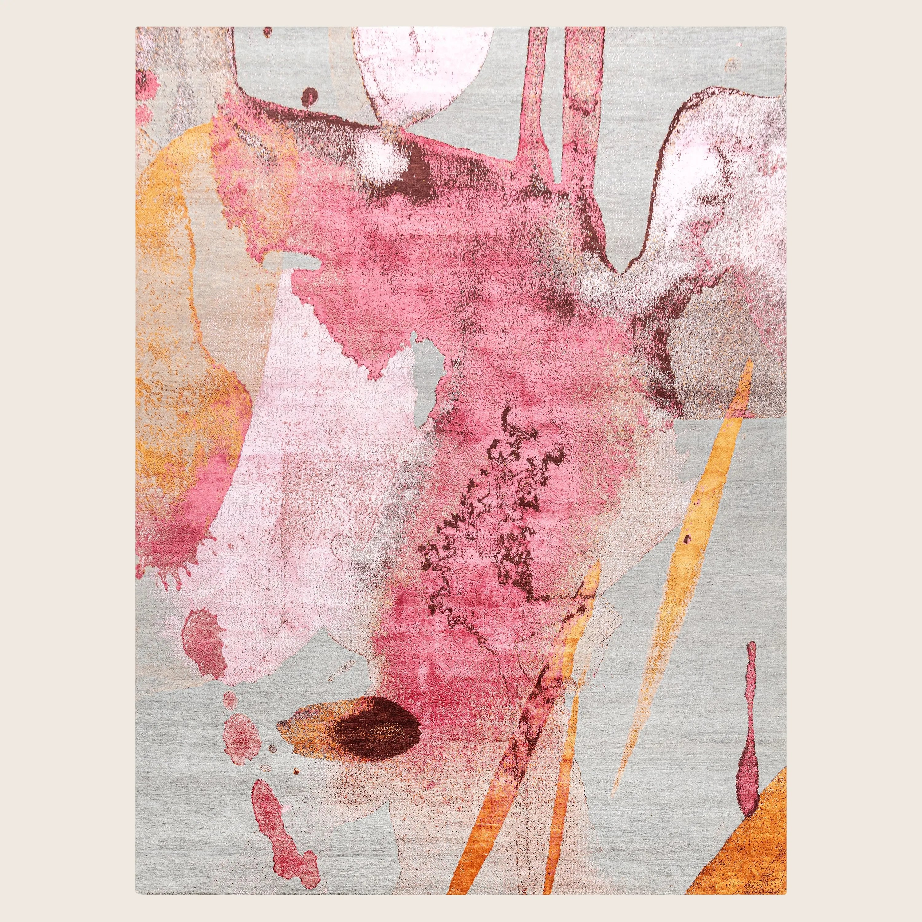 Pink Contemporary Silk Rug - Image 7
