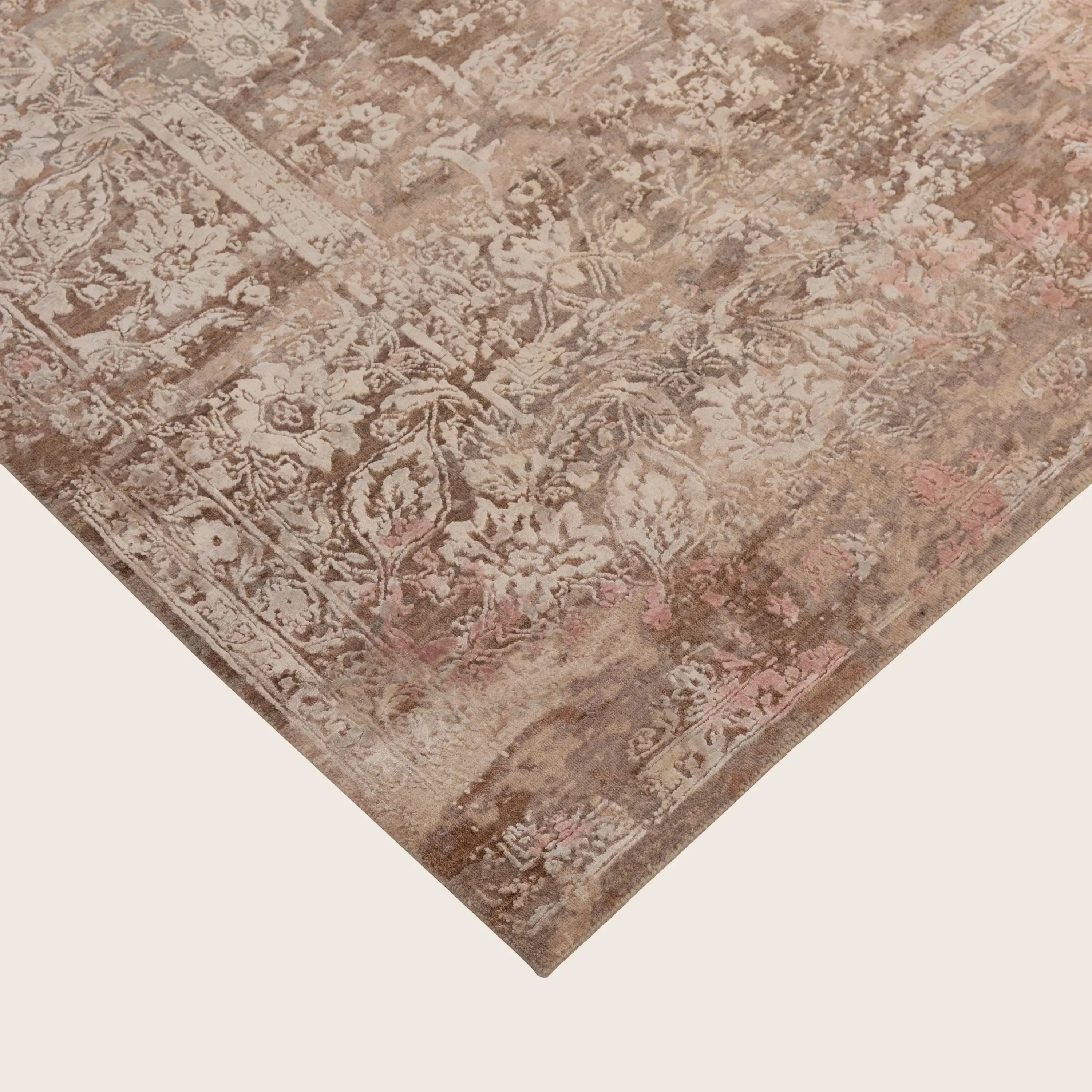Pink Contemporary Silk Wool Blend Rug - Image 3