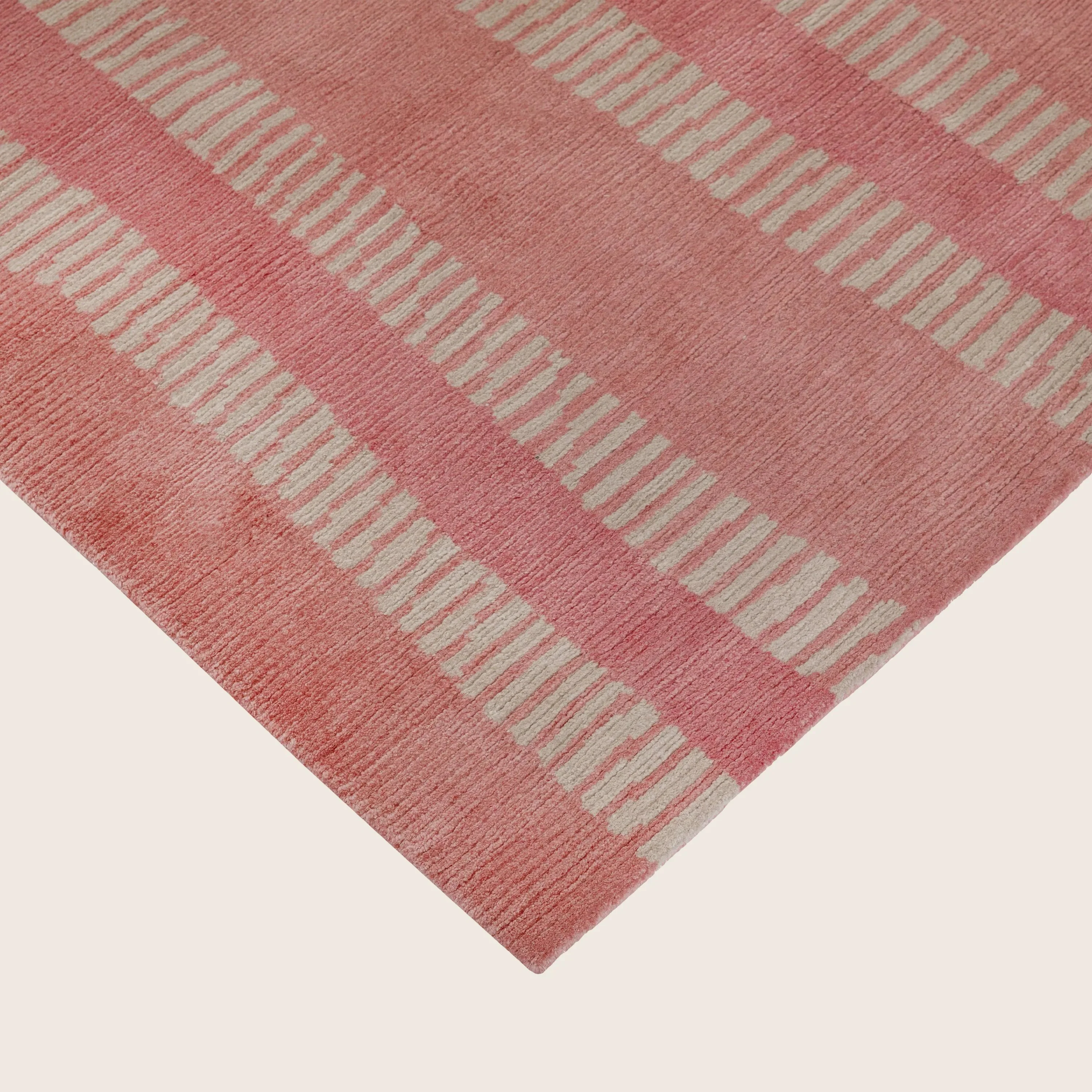 Pink Contemporary Tibetan Silk Wool Rug - 6' x 9' - Image 3
