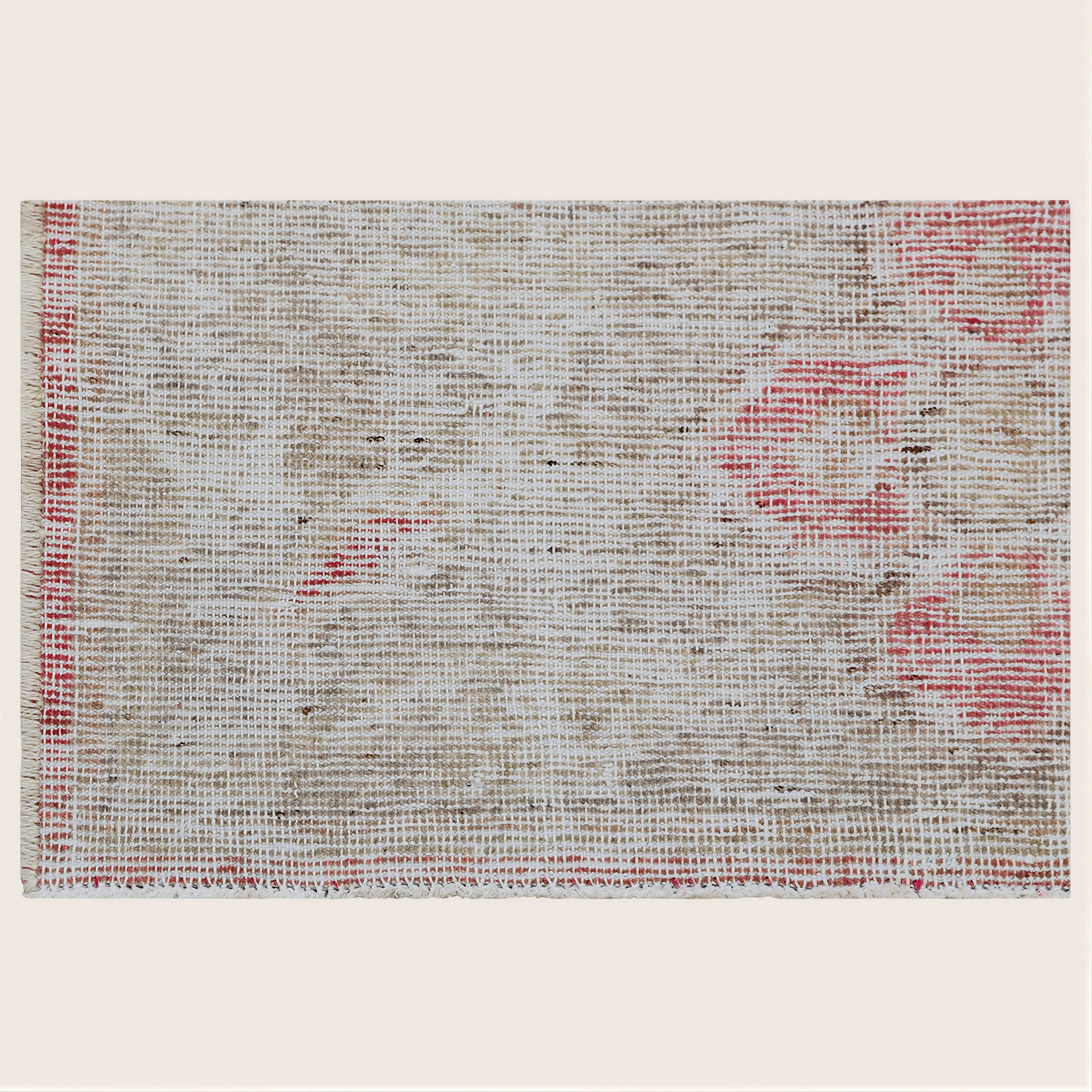 Pink & Grey Vintage Wool Cotton Blend Rug - 4'10" x 6'7" - Image 4