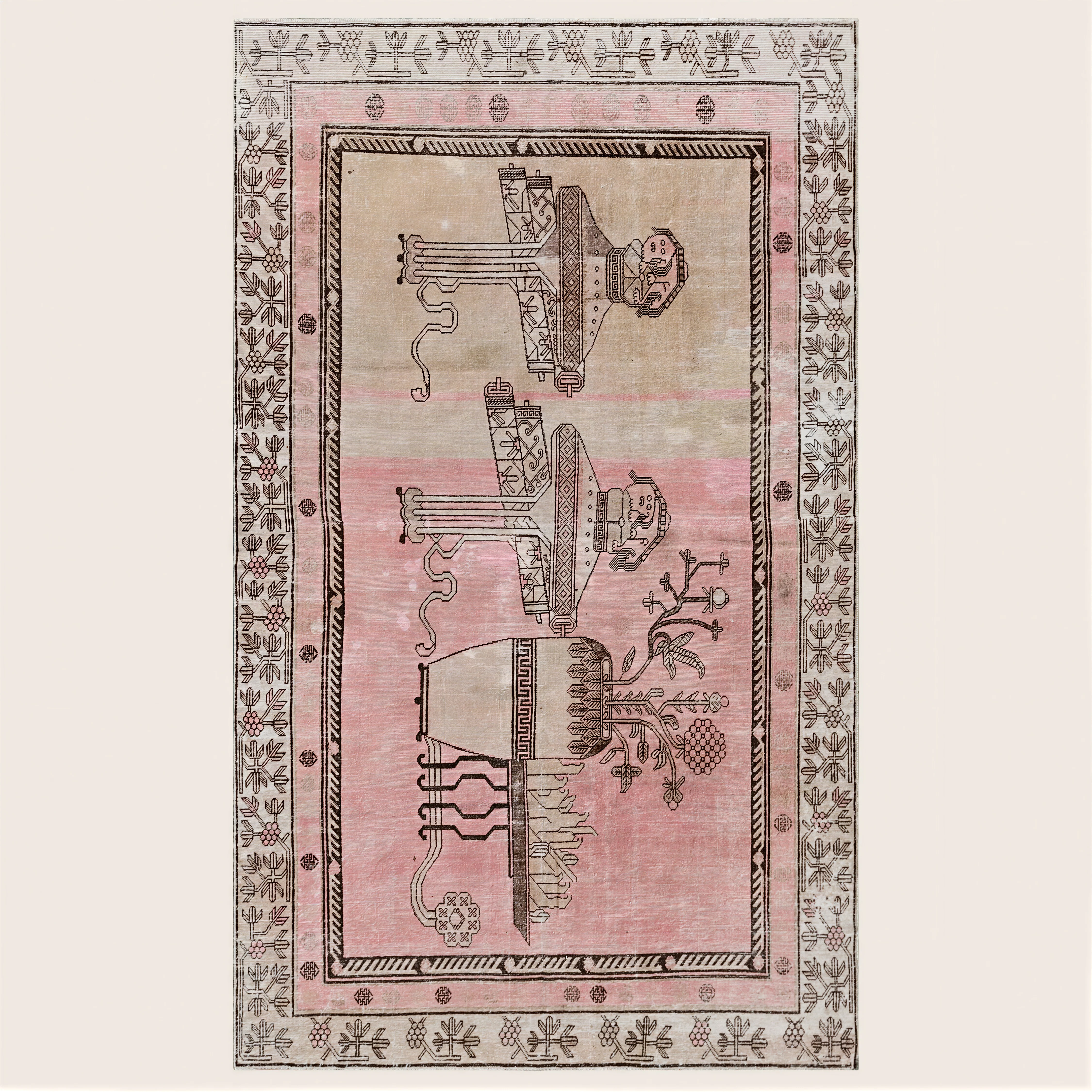 Pink Vintage Wool Cotton Blend Rug - 5'3" x 8'6"