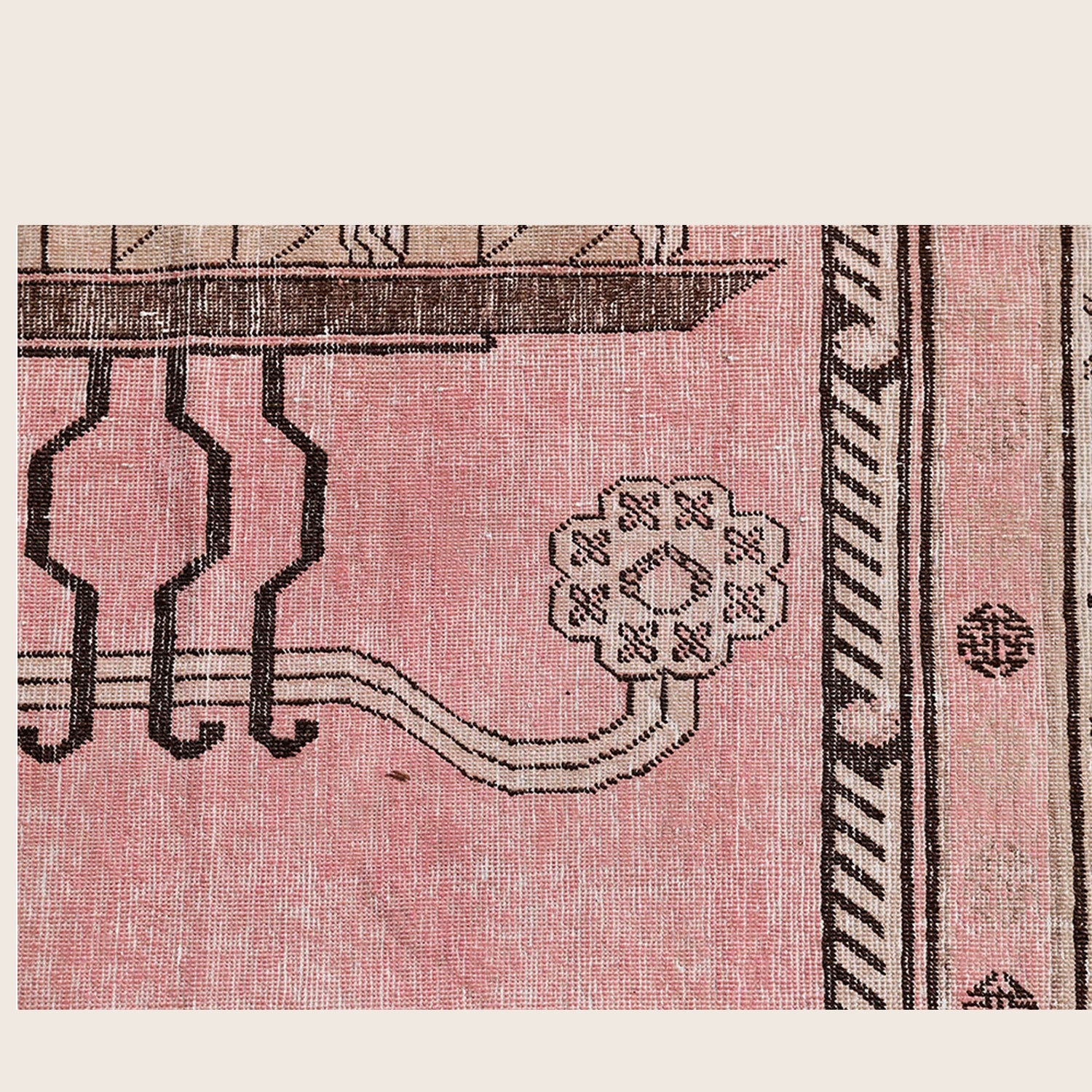 Pink Vintage Wool Cotton Blend Rug - 5'3" x 8'6" - Image 2