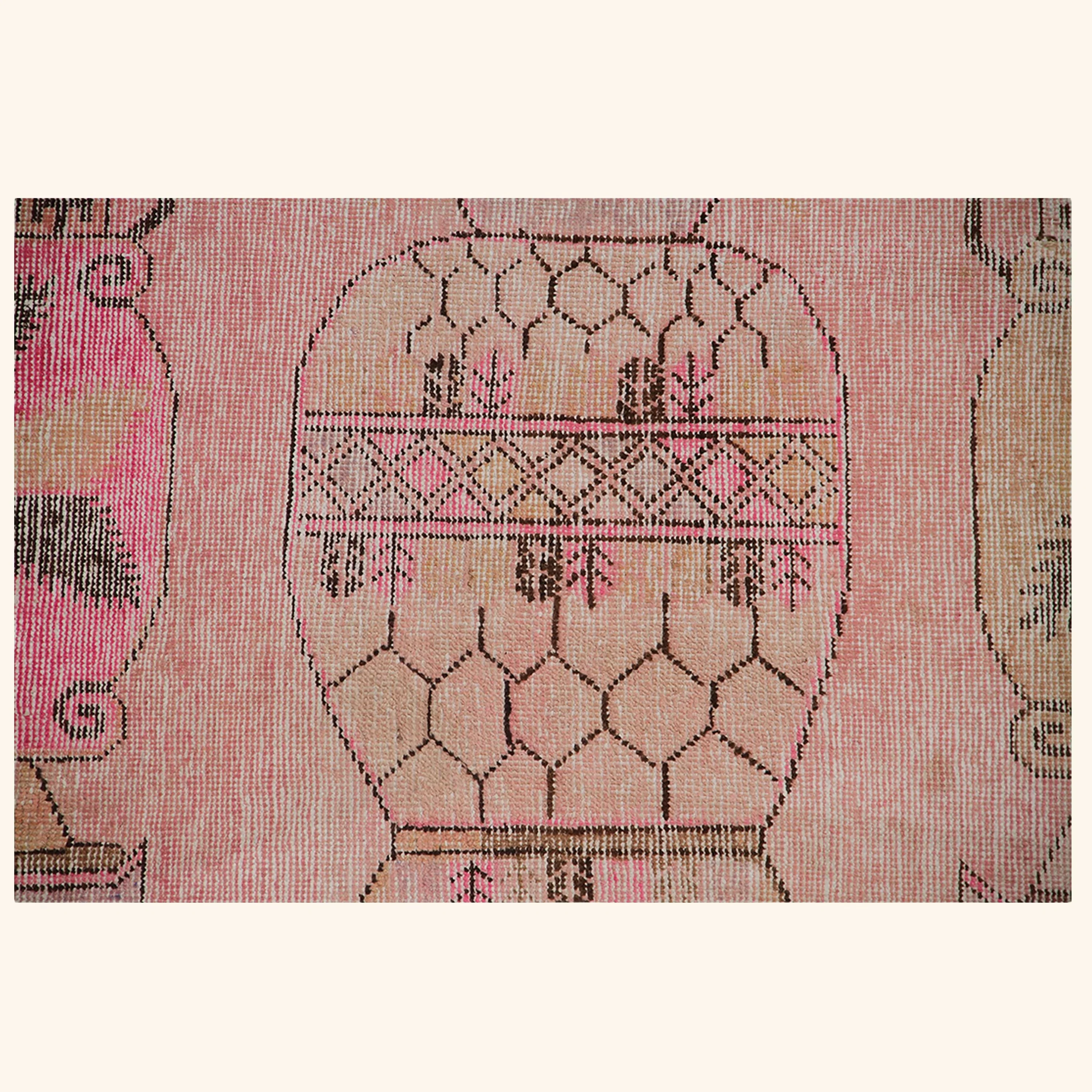Pink Vintage Wool Cotton Blend Rug - 5'3" x 9' - Image 2