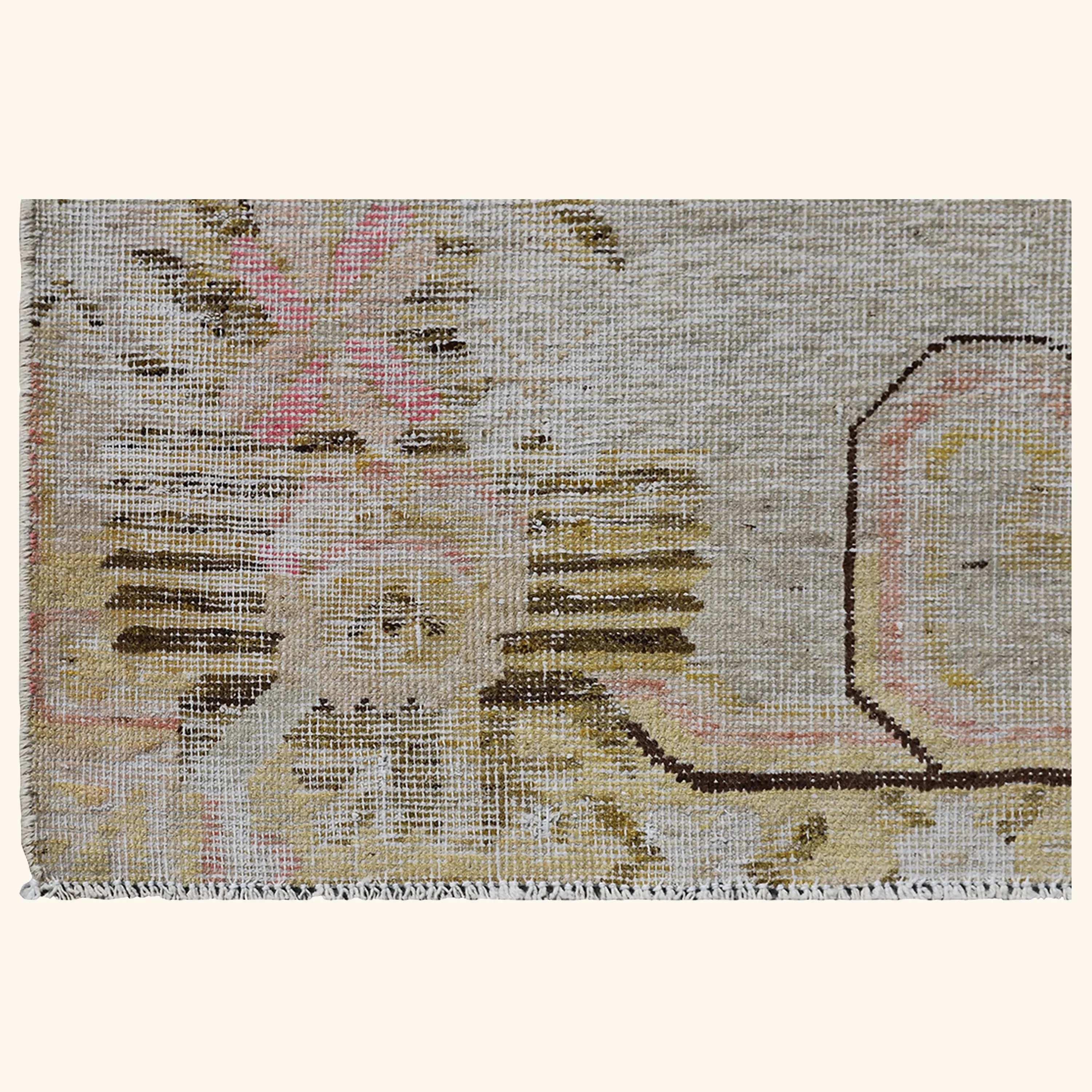 Pink Vintage Wool Cotton Blend Rug - 5'6" x 8'4" - Image 5