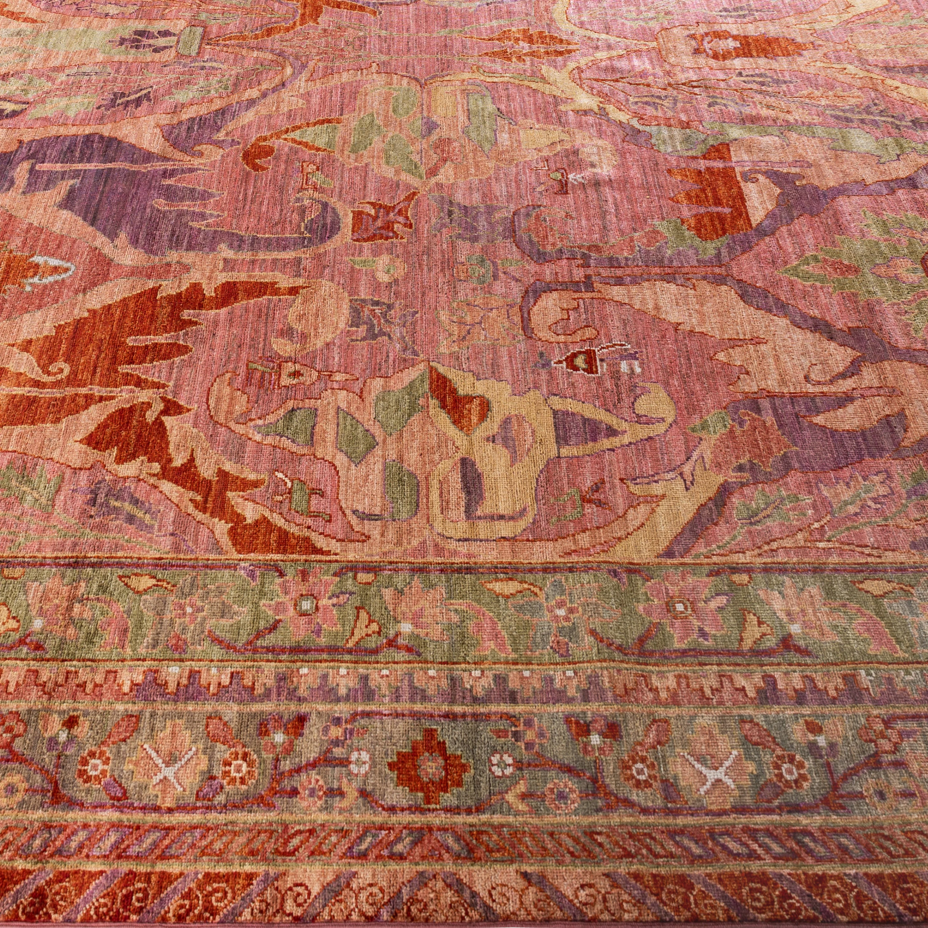 Pink Soluna Traditional Wool Rug - 10'2" x 14'2" - Image 4