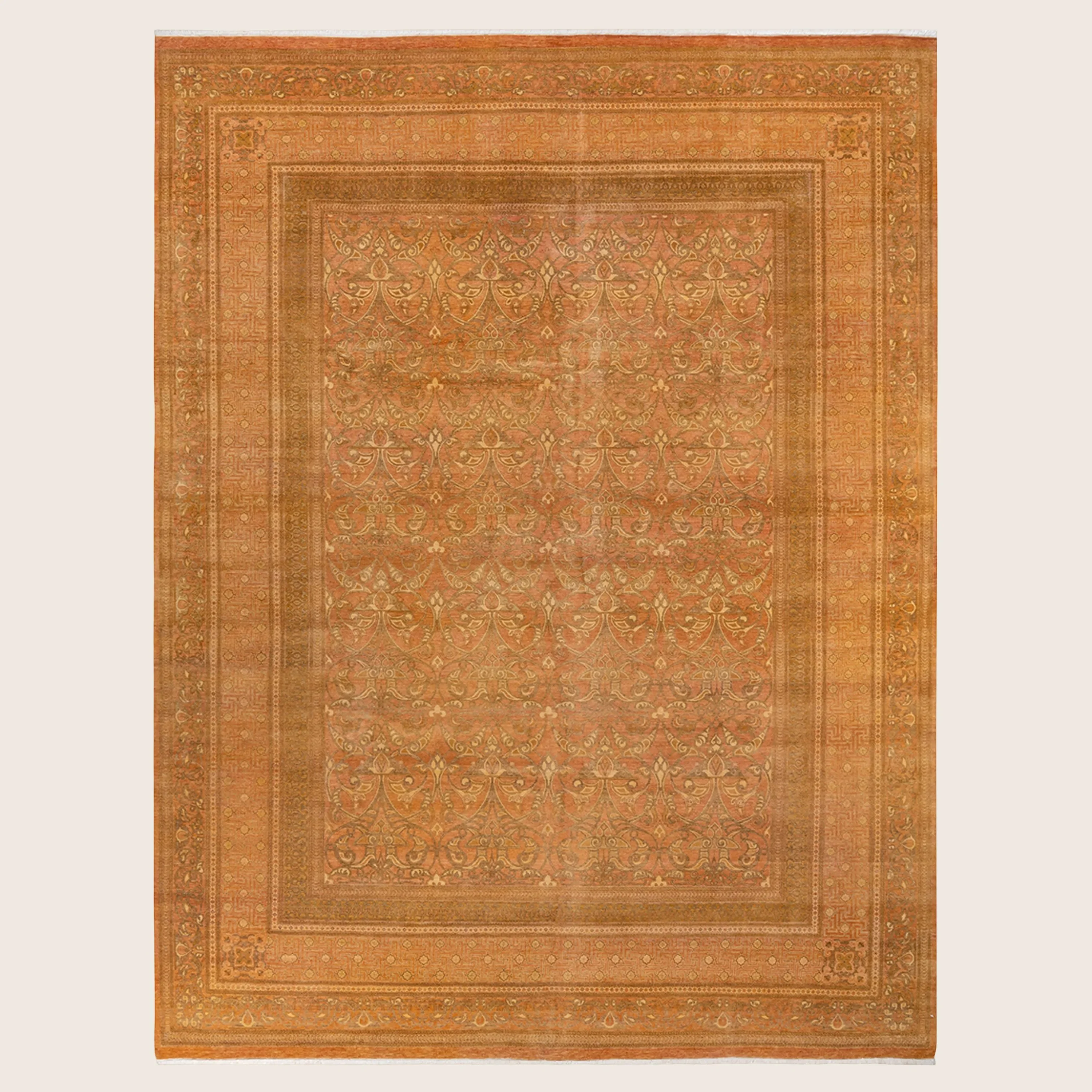 Gold Traditional Mogul Wool Rug - 9'4" x 12'1"