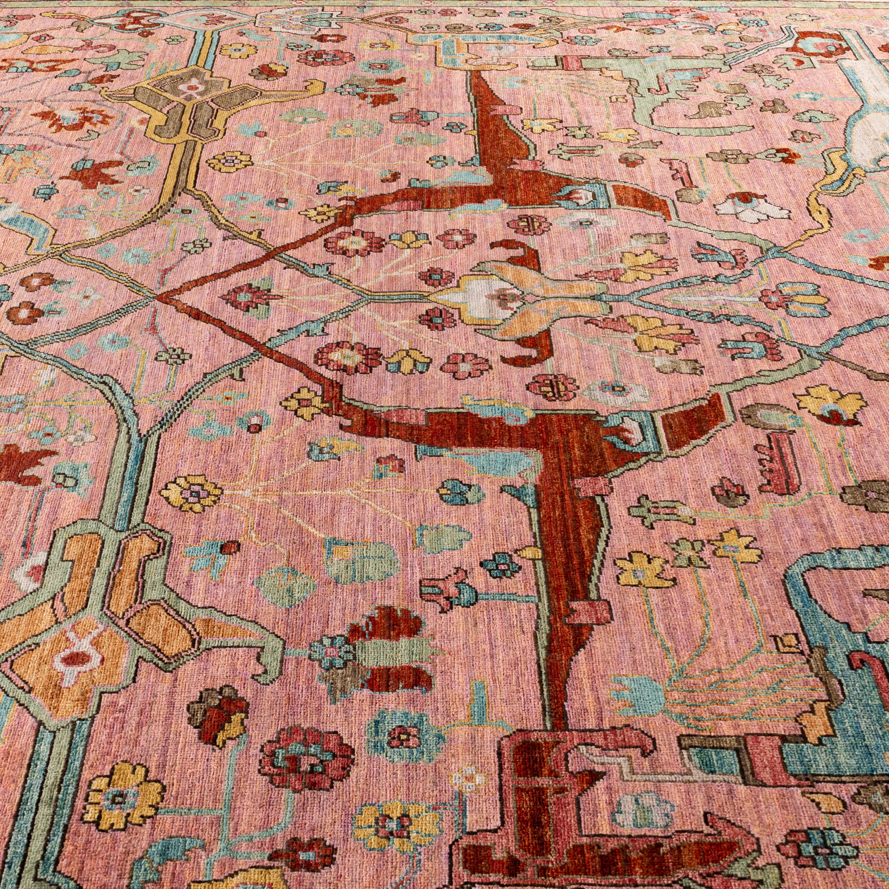 Pink Soluna Traditional Wool Rug - 8' x 9'10" - Image 4