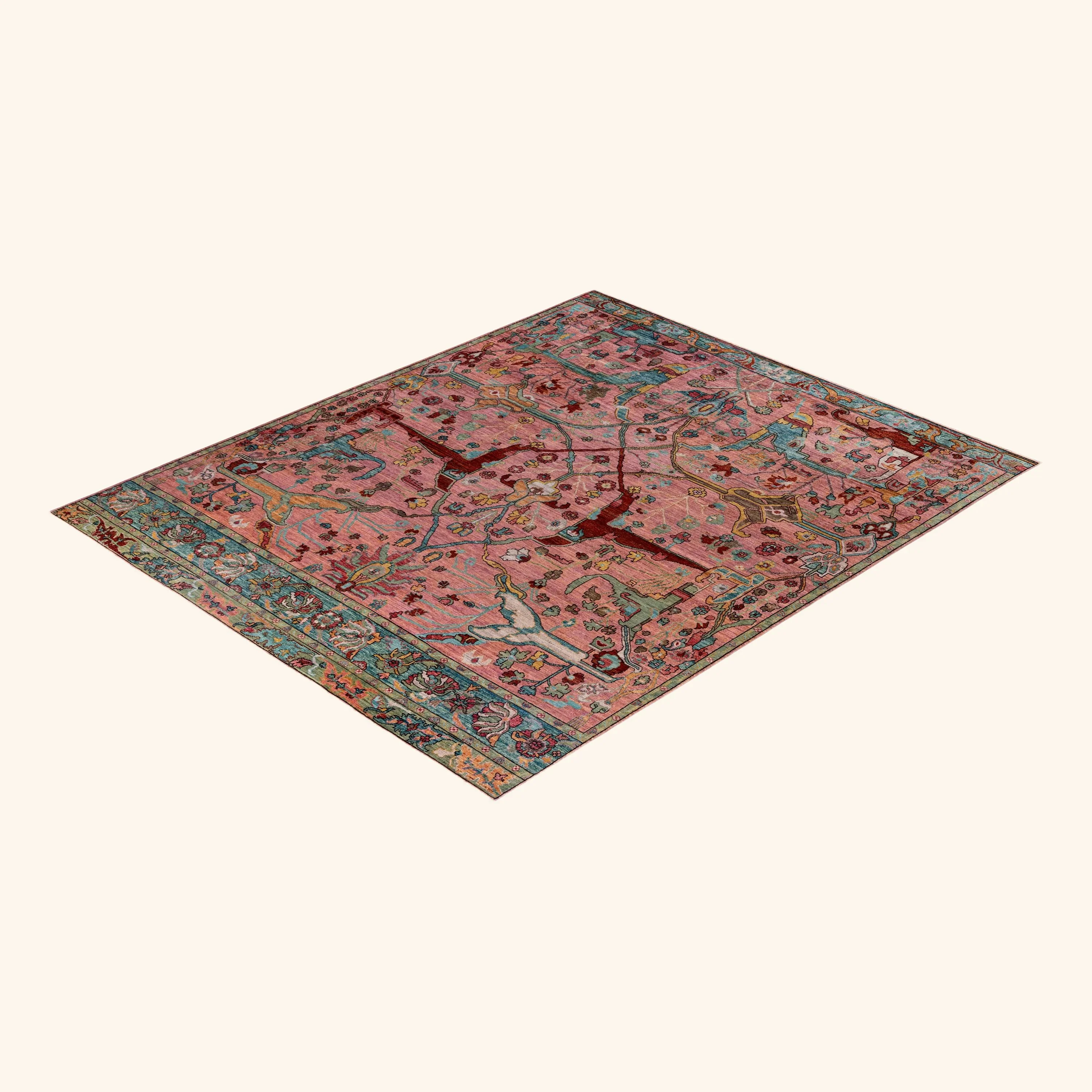 Pink Soluna Traditional Wool Rug - 8' x 9'10" - Image 8