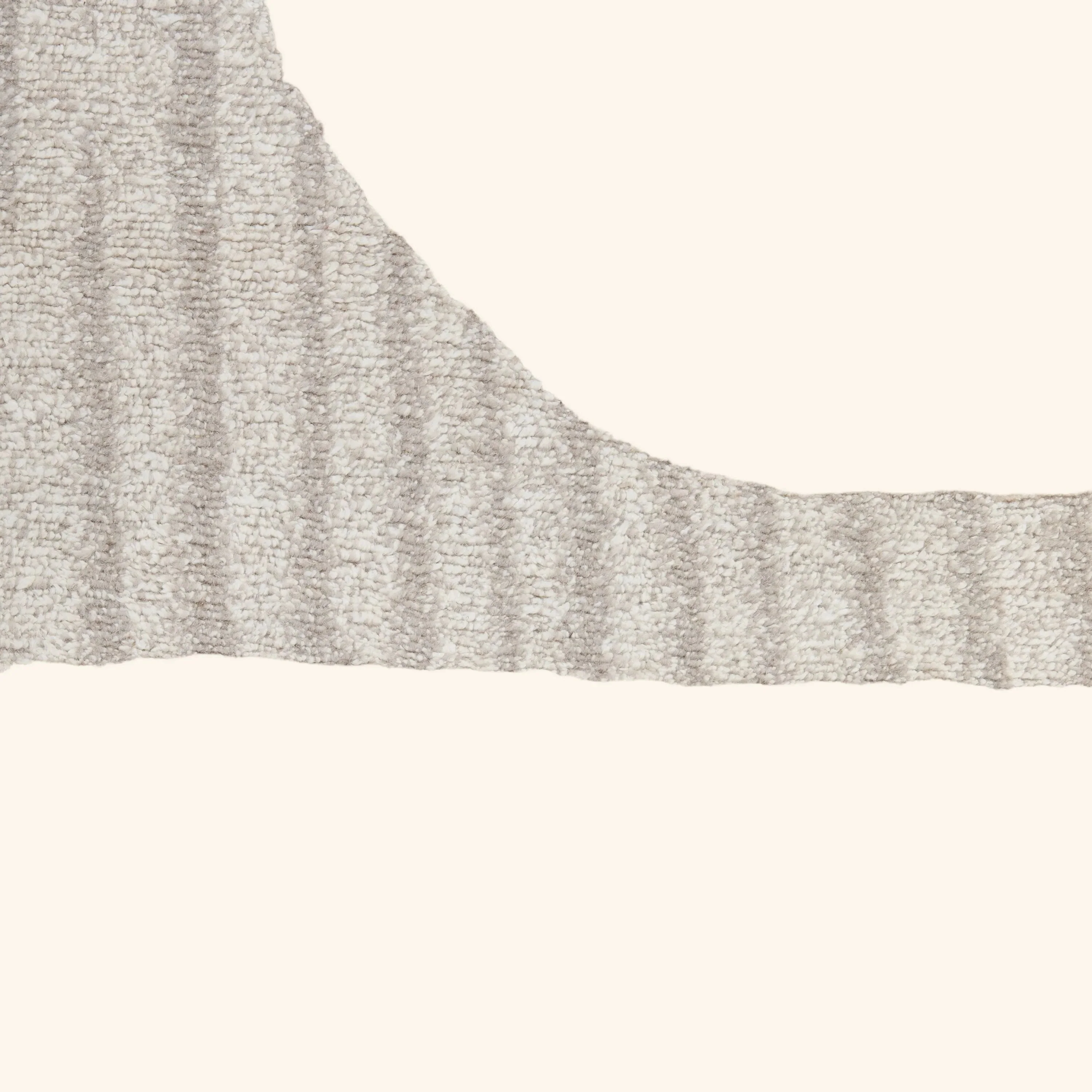Grey & Cream Contemporary Tibetan Wool Silk Blend Runner - 2'9" x 12' - Image 2