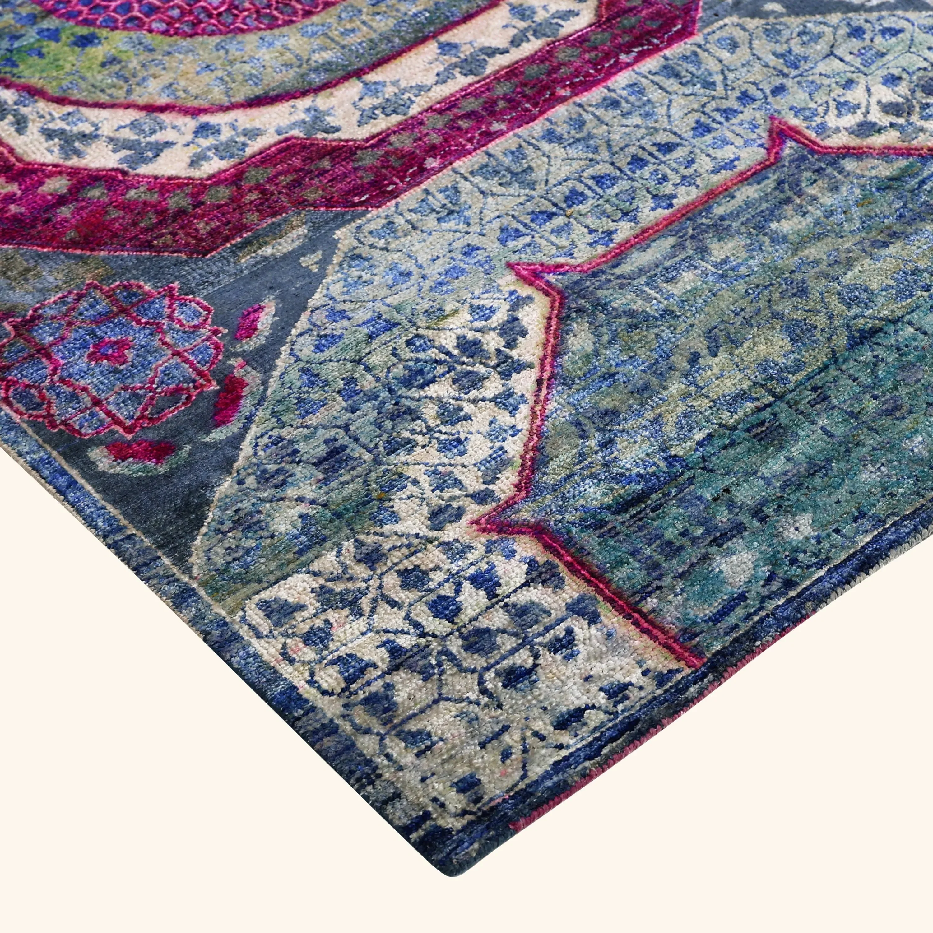 Blue & Purple Alchemy Traditional Silk Runner - 2'1" x 9'1" - Image 2