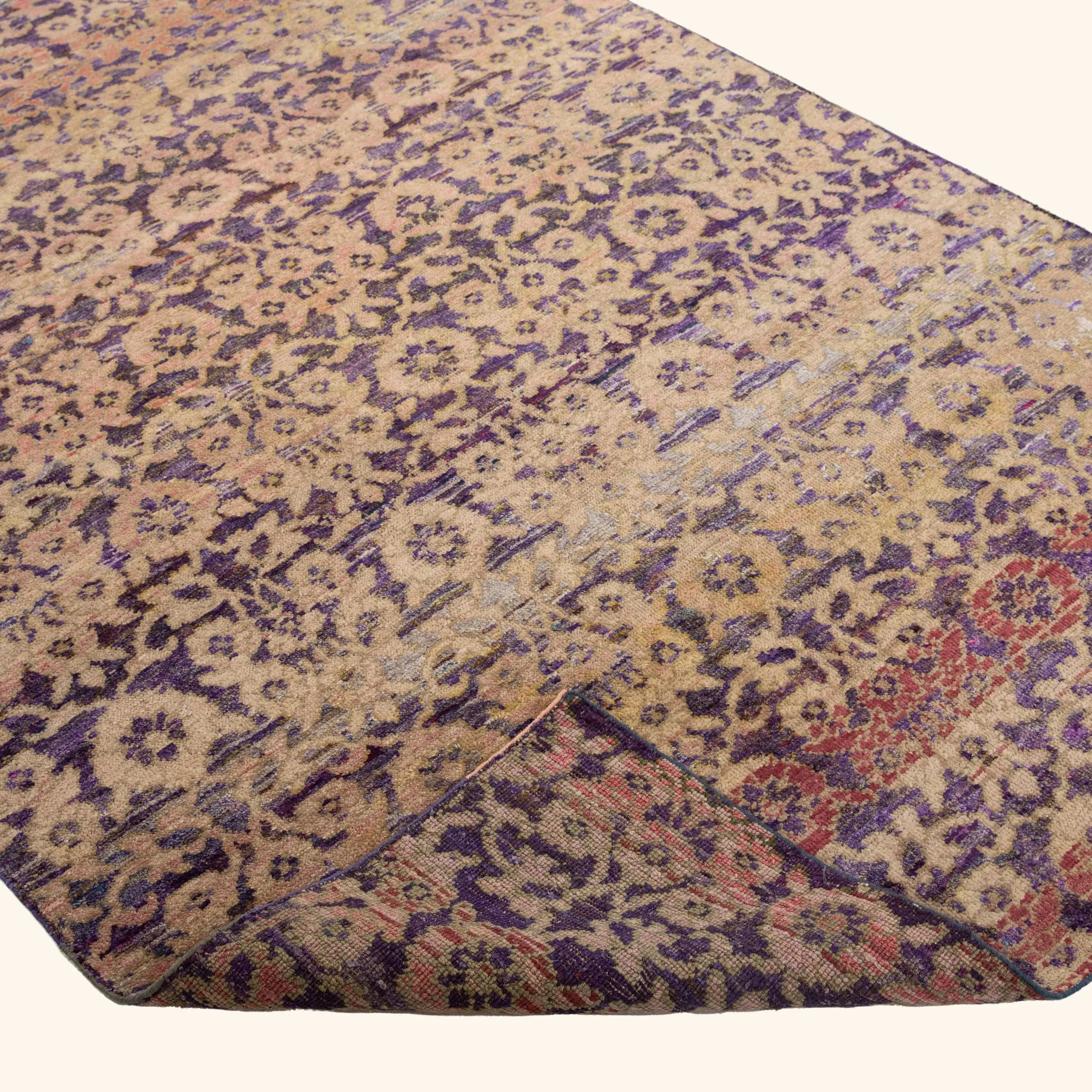Purple Transitional Alchemy Wool Silk Blend Rug - 4'9" x 8' - Image 4