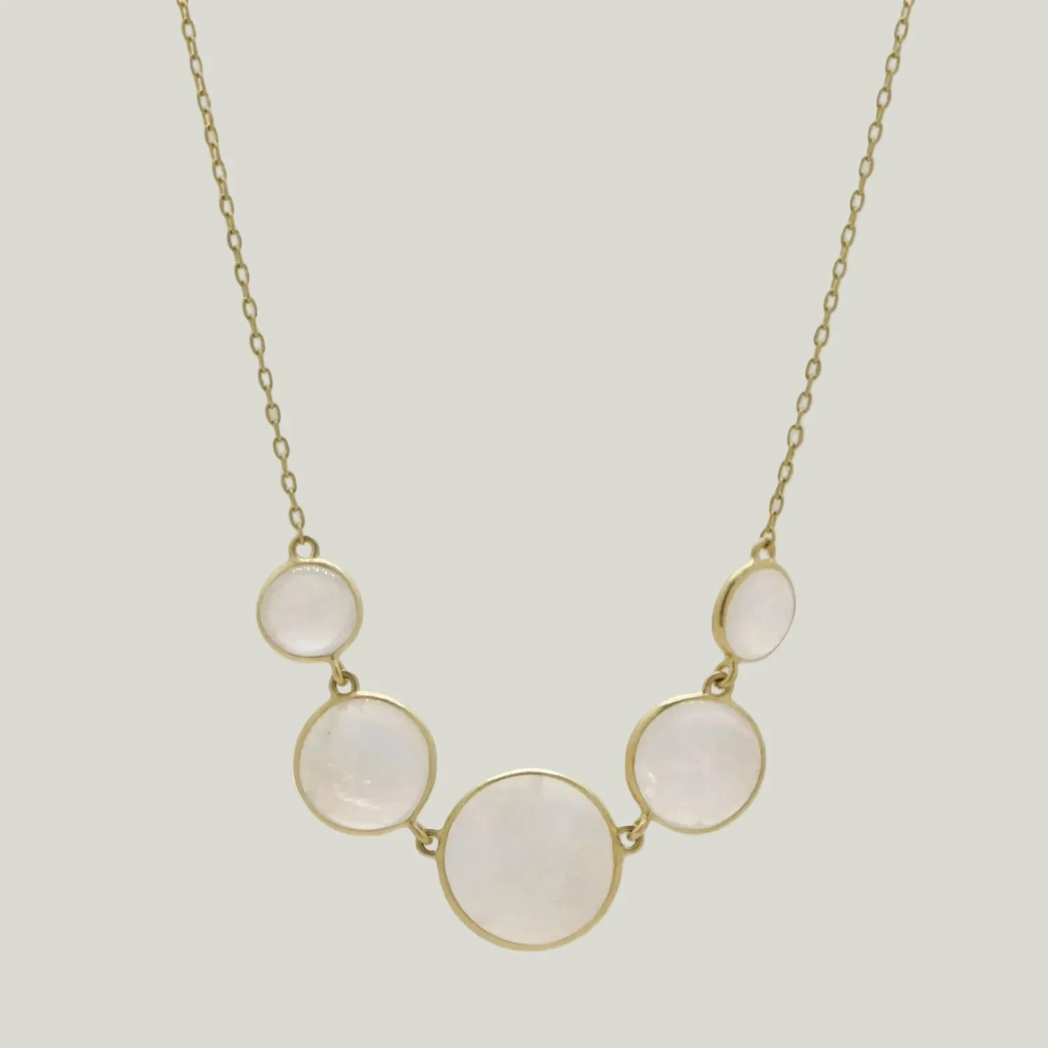 Rainbow Moonstone Inline Round Necklace