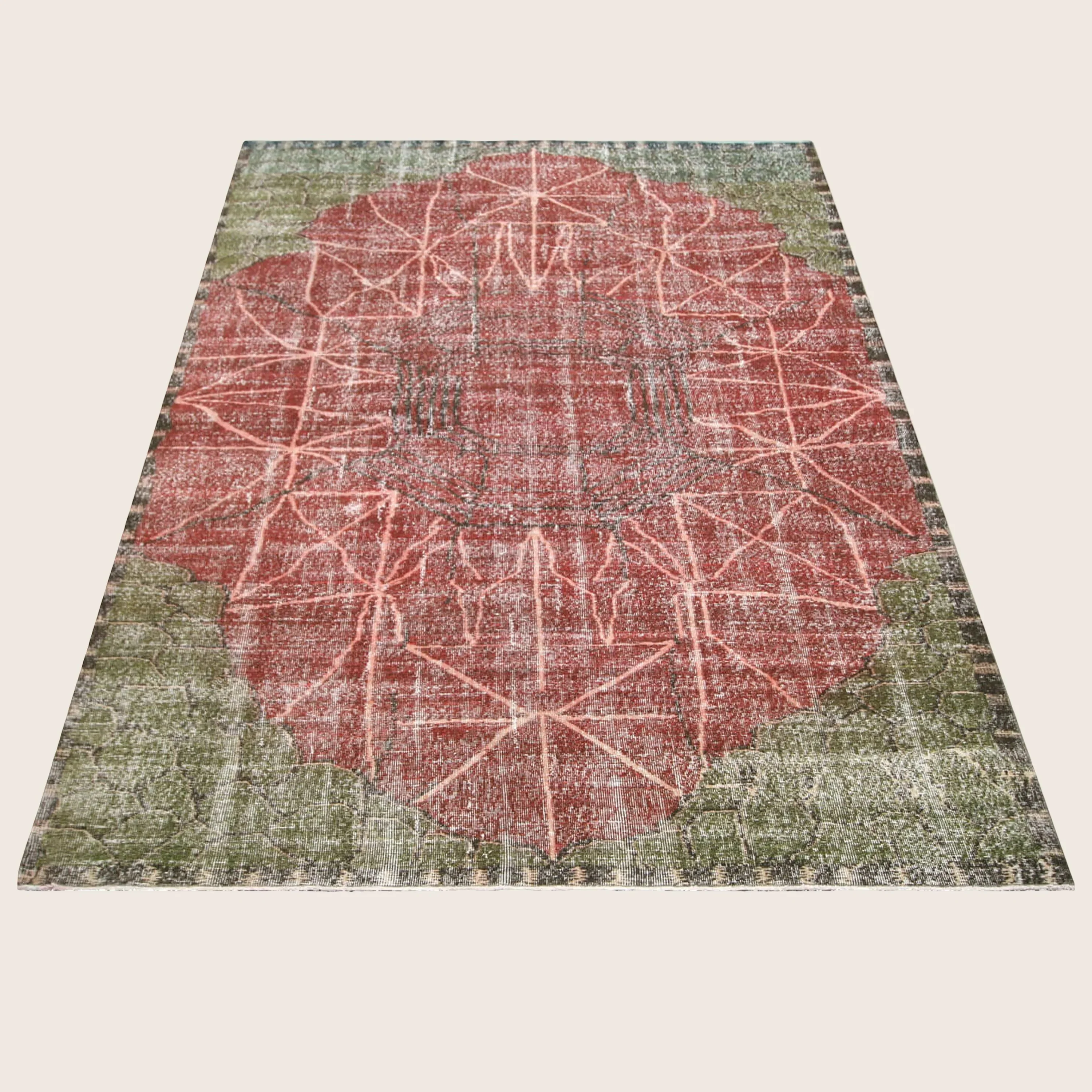 Red Vintage Antique Traditional Deco Wool Rug - 6'6" x 10'3" - Image 5