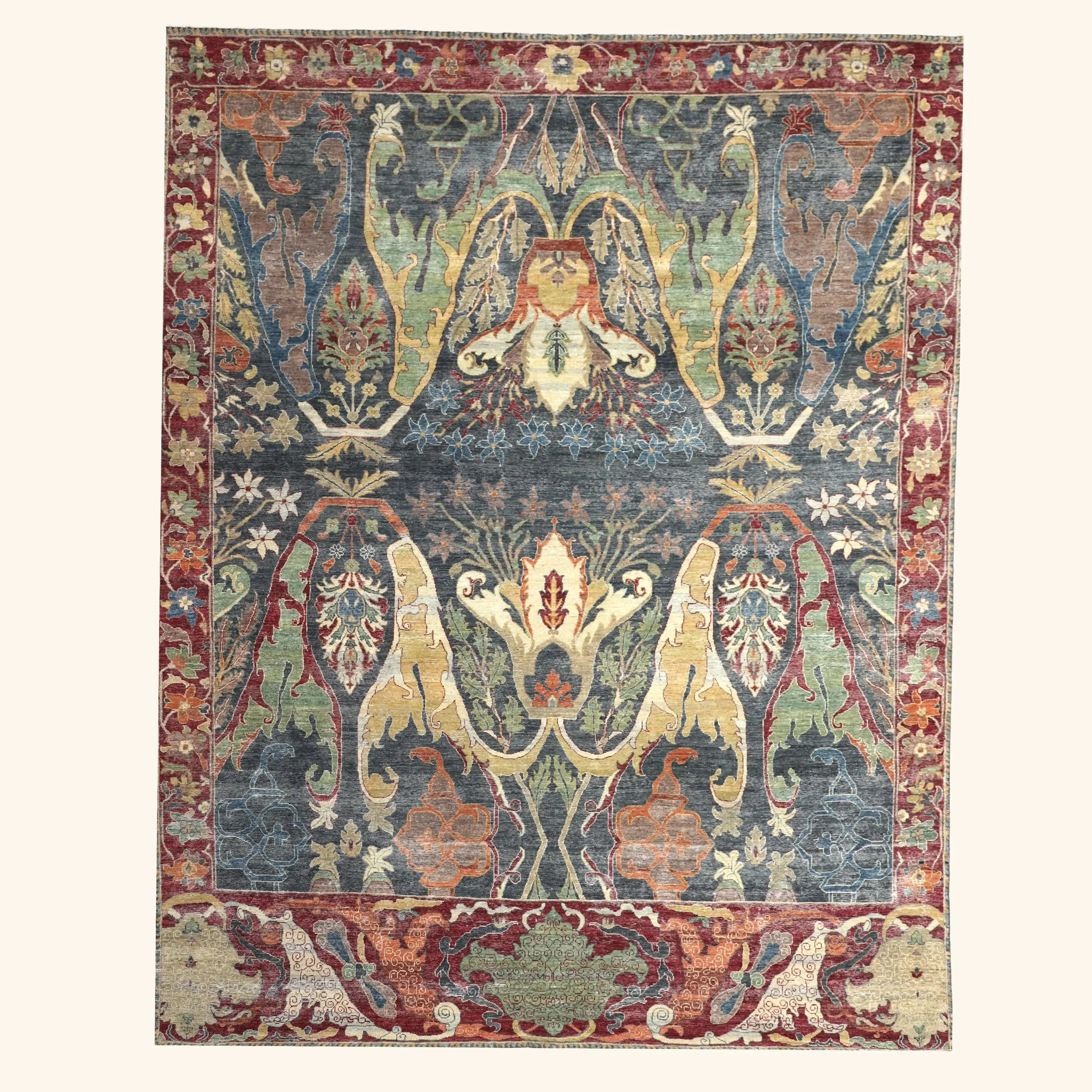 Red Transitional Wool Rug - 9' x 12'