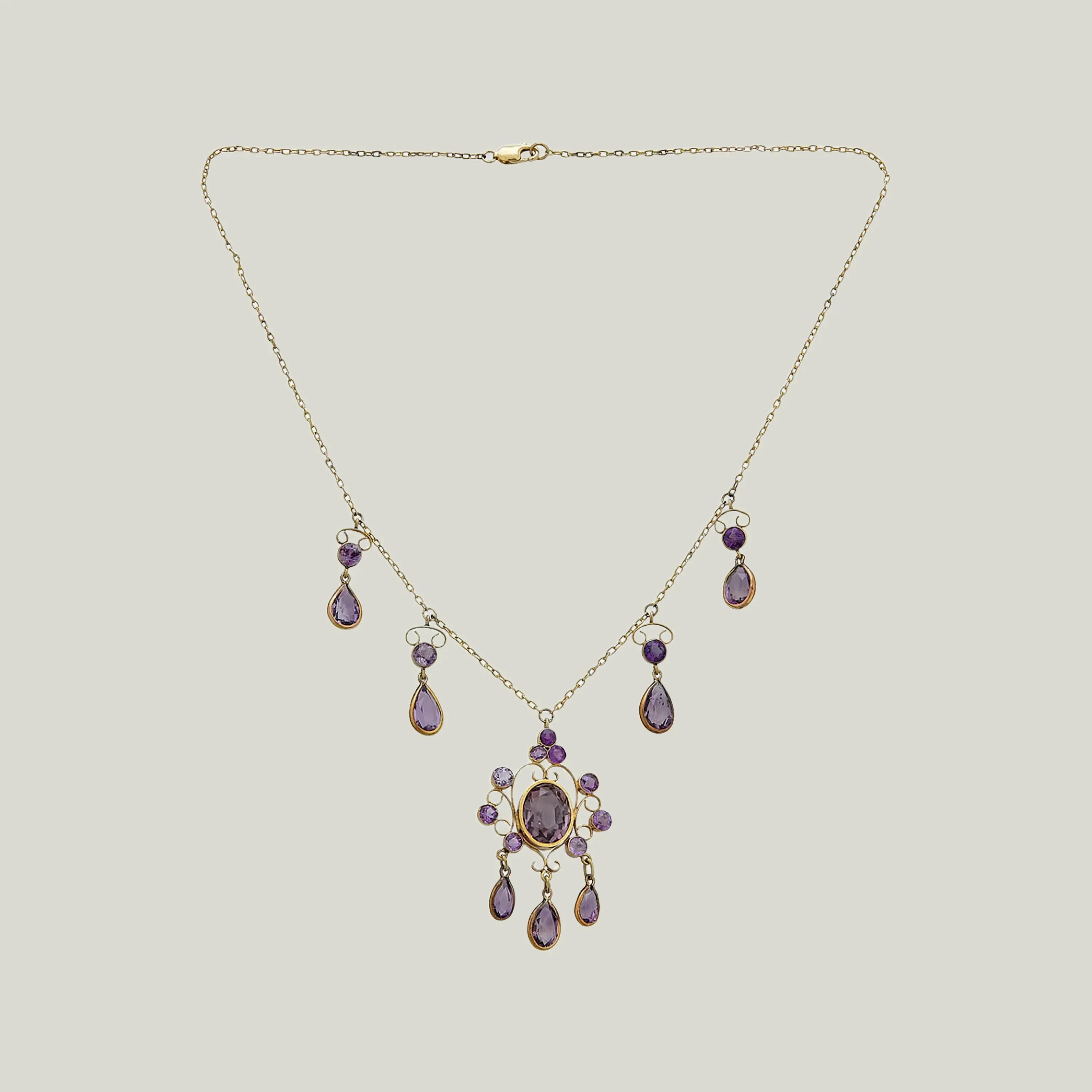 Retro 14K Yellow Gold Amethyst Gemset Pendant