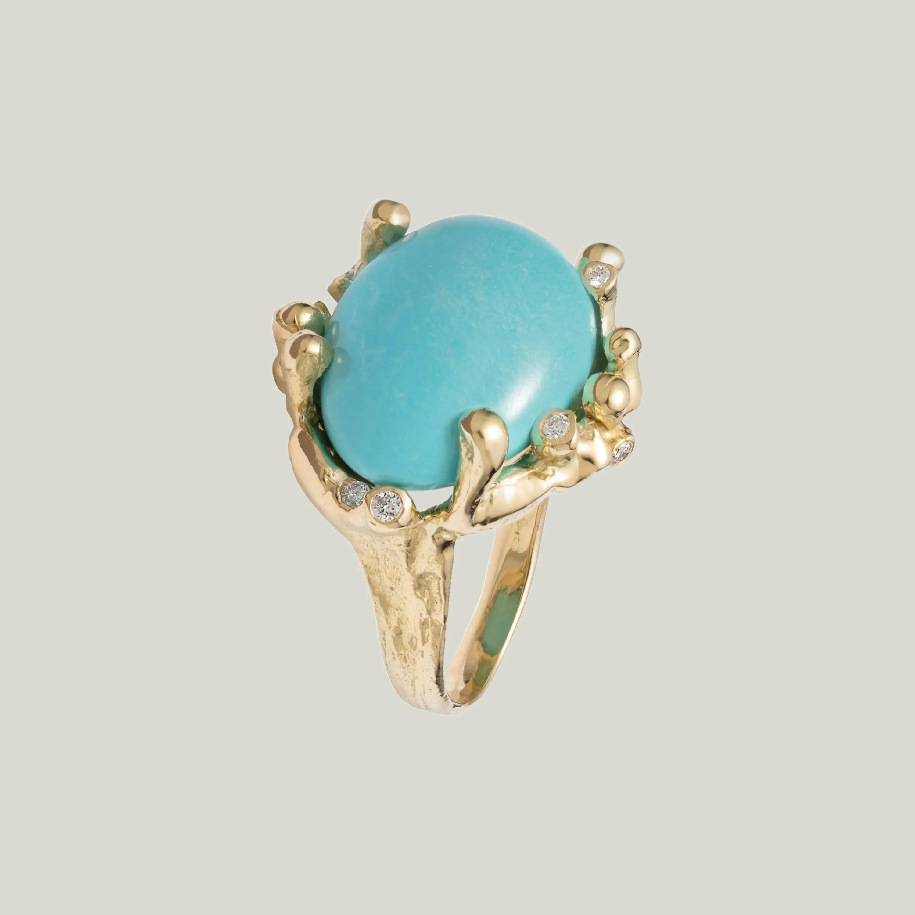 Robin Egg Ring - Persian Turquoise, Diamond, 18K