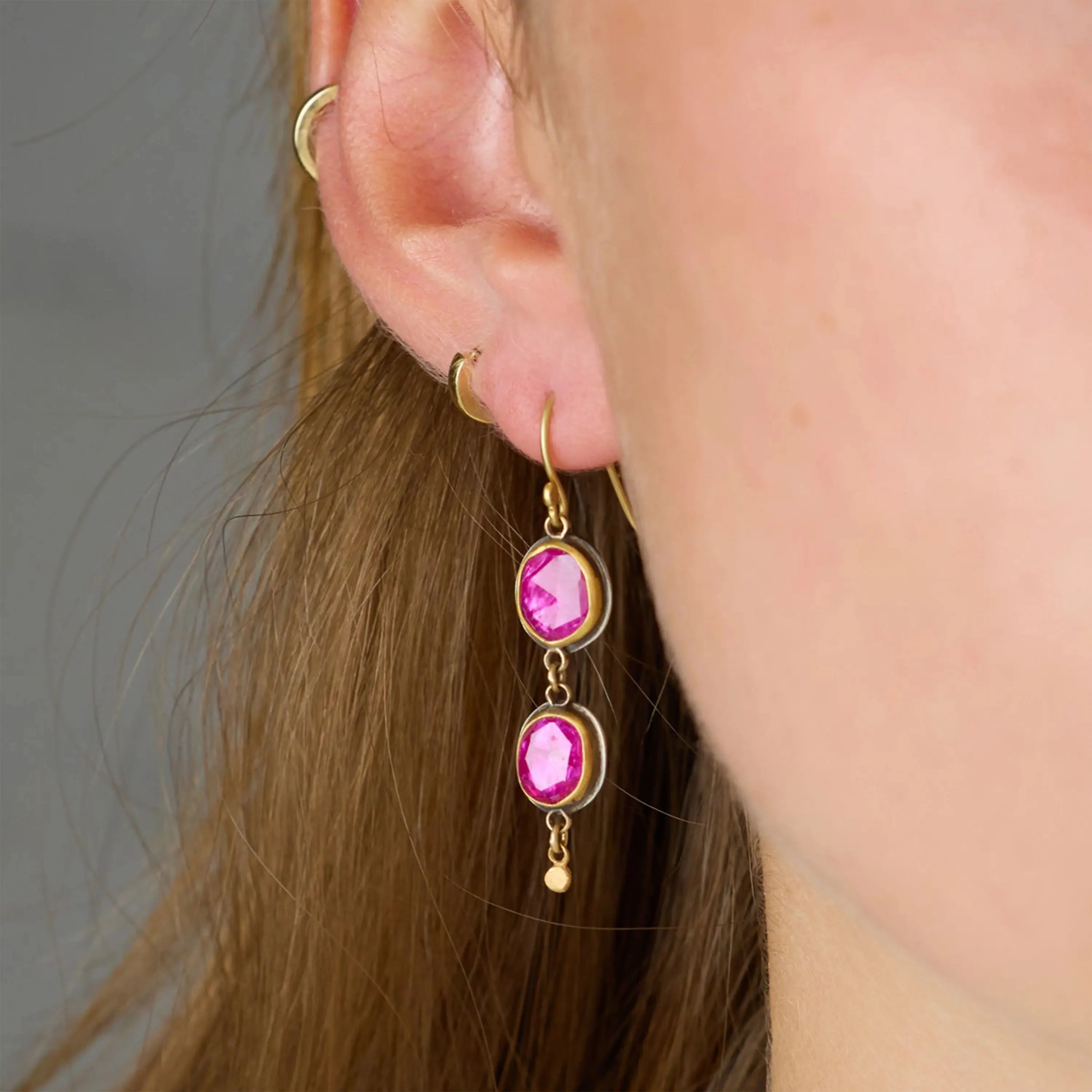 Rosecut Ruby Double Drop Earrings - Image 2