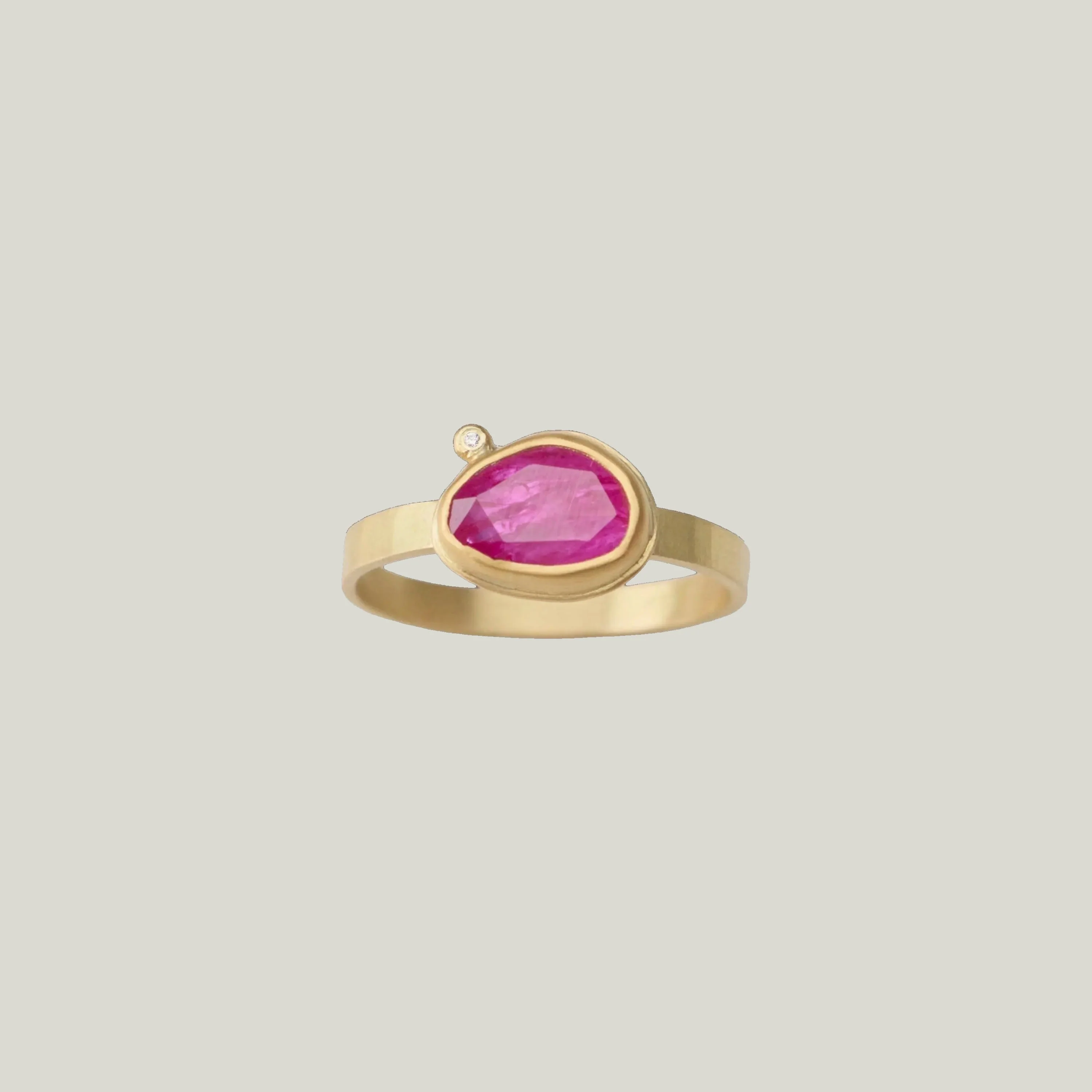 Rosecut Ruby Gold Ring