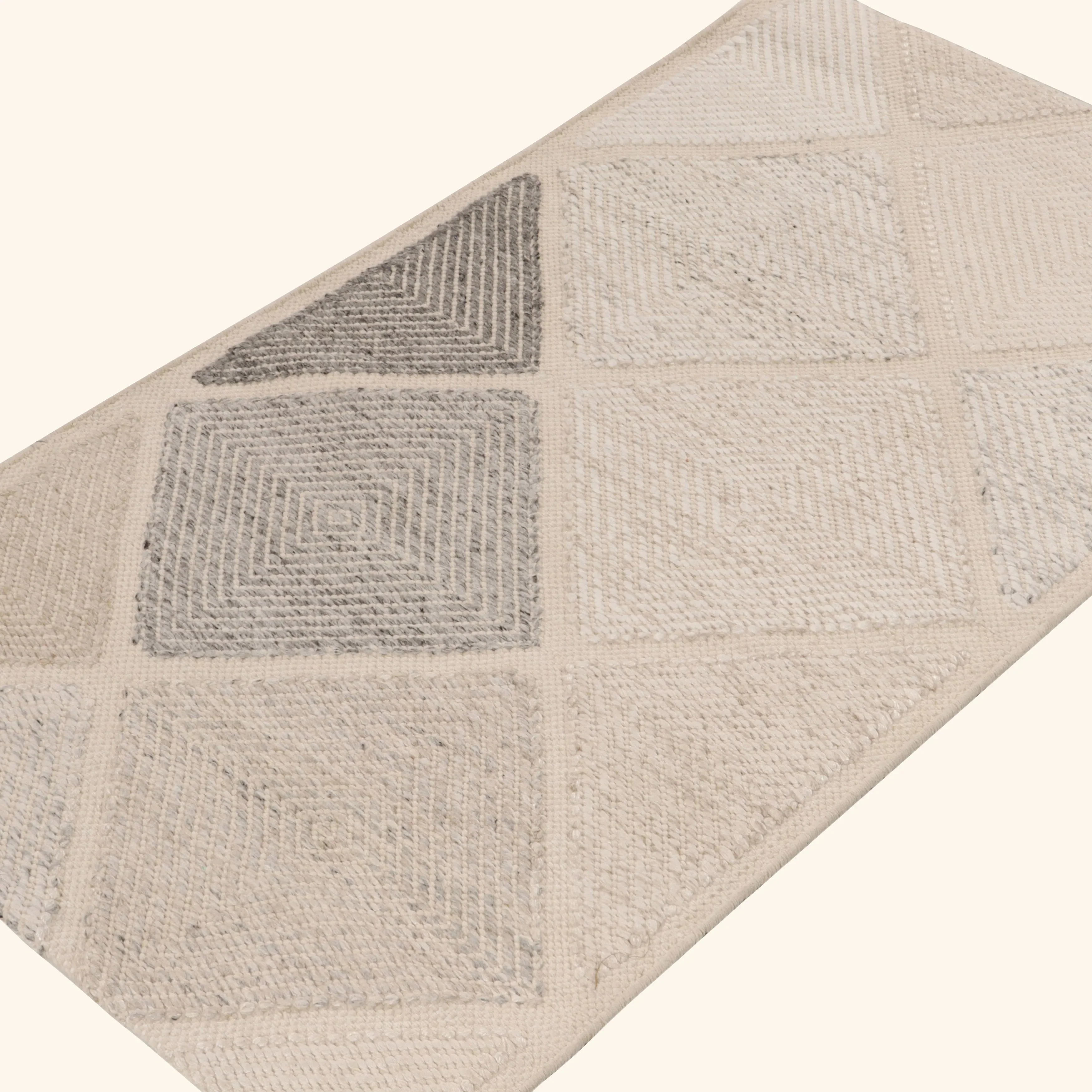 White Swedish Flatweave Wool Rug - 2'10" x 5' - Image 2