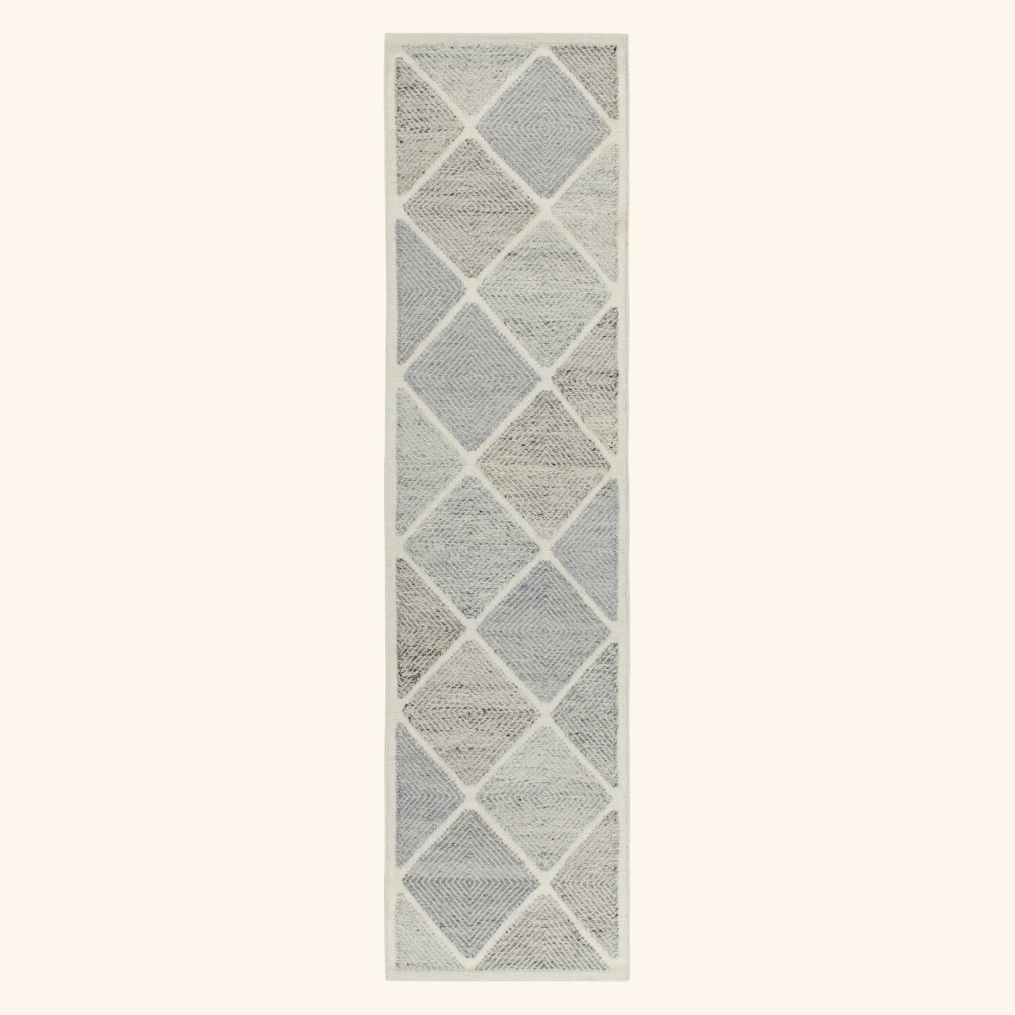 Grey Swedish Flatweave Wool Runner - 2'7" x 10'