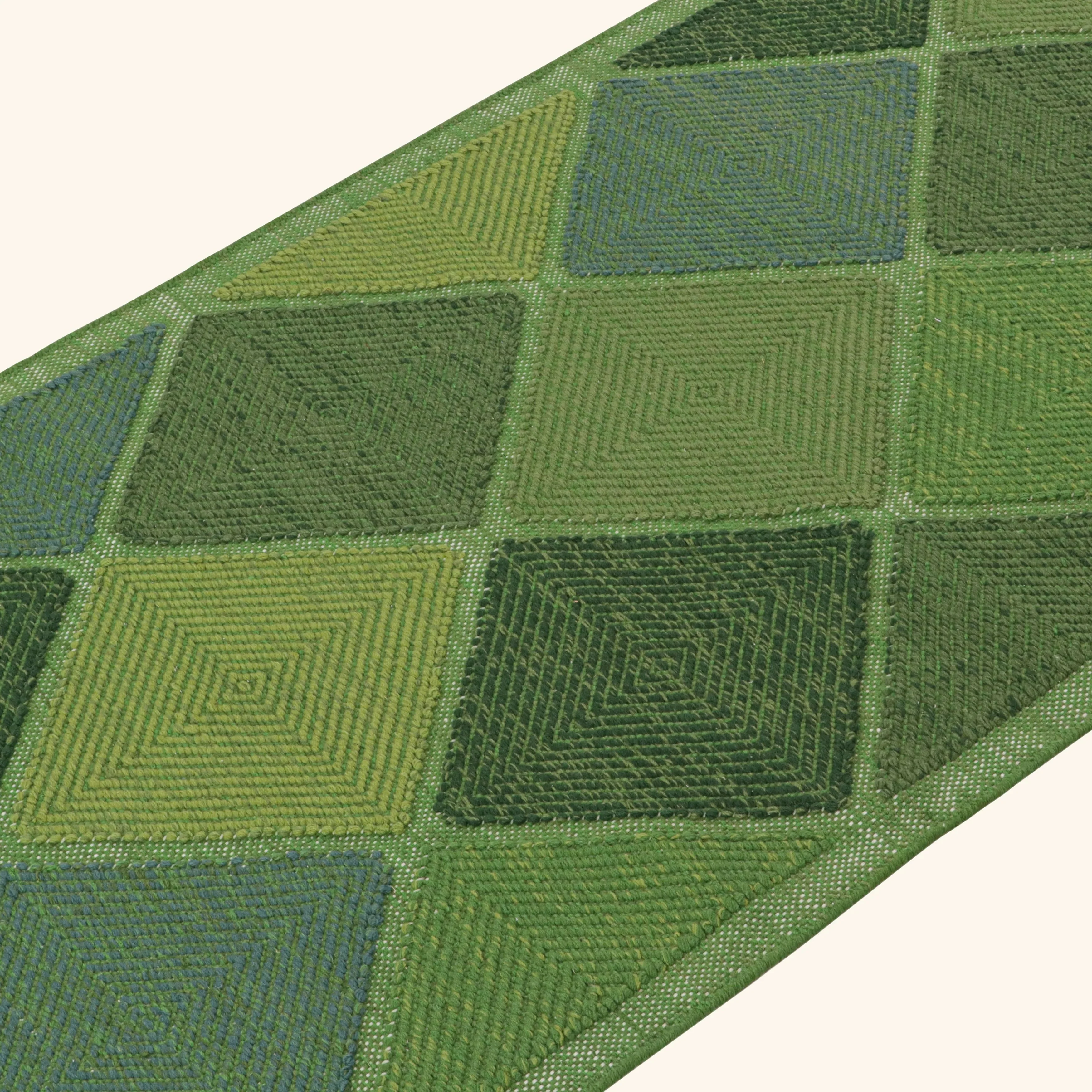 Green Swedish Flatweave Runner - 4'2" x 12'4" - Image 2