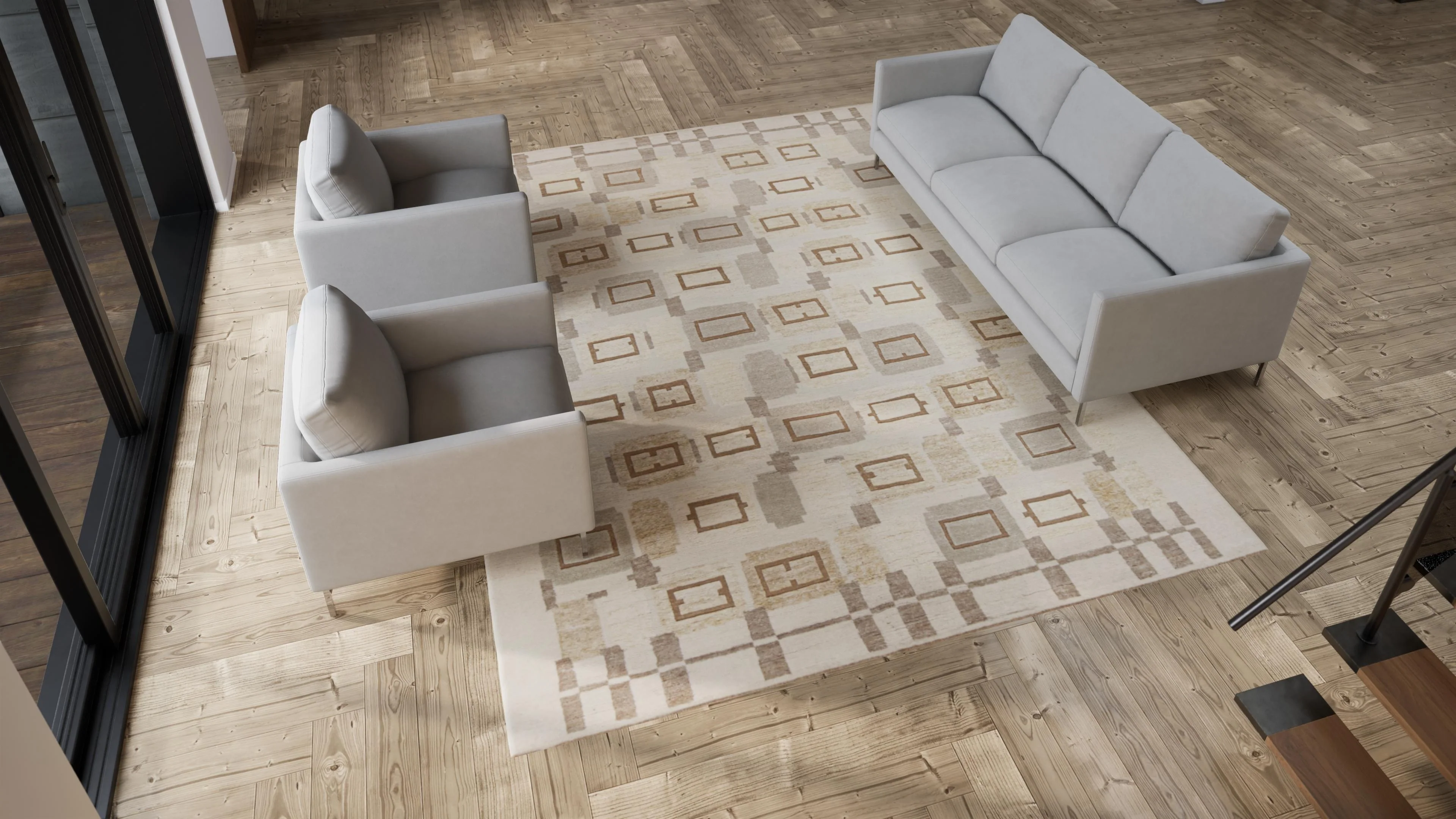Natural Modern Wool Rug - 9' x 12' - Image 9