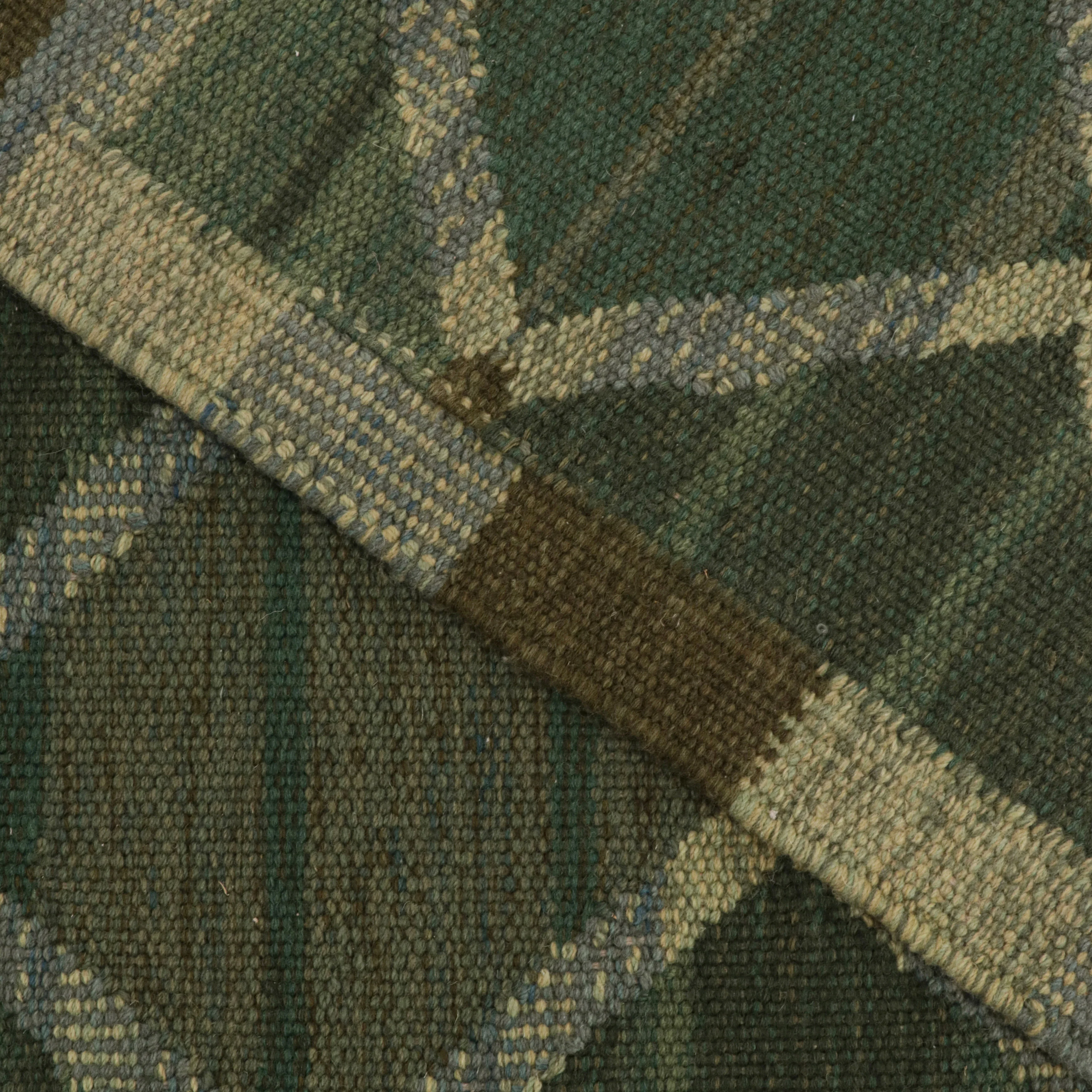 Green Swedish Flatweave Wool Rug - 10'1" x 13'9" - Image 7