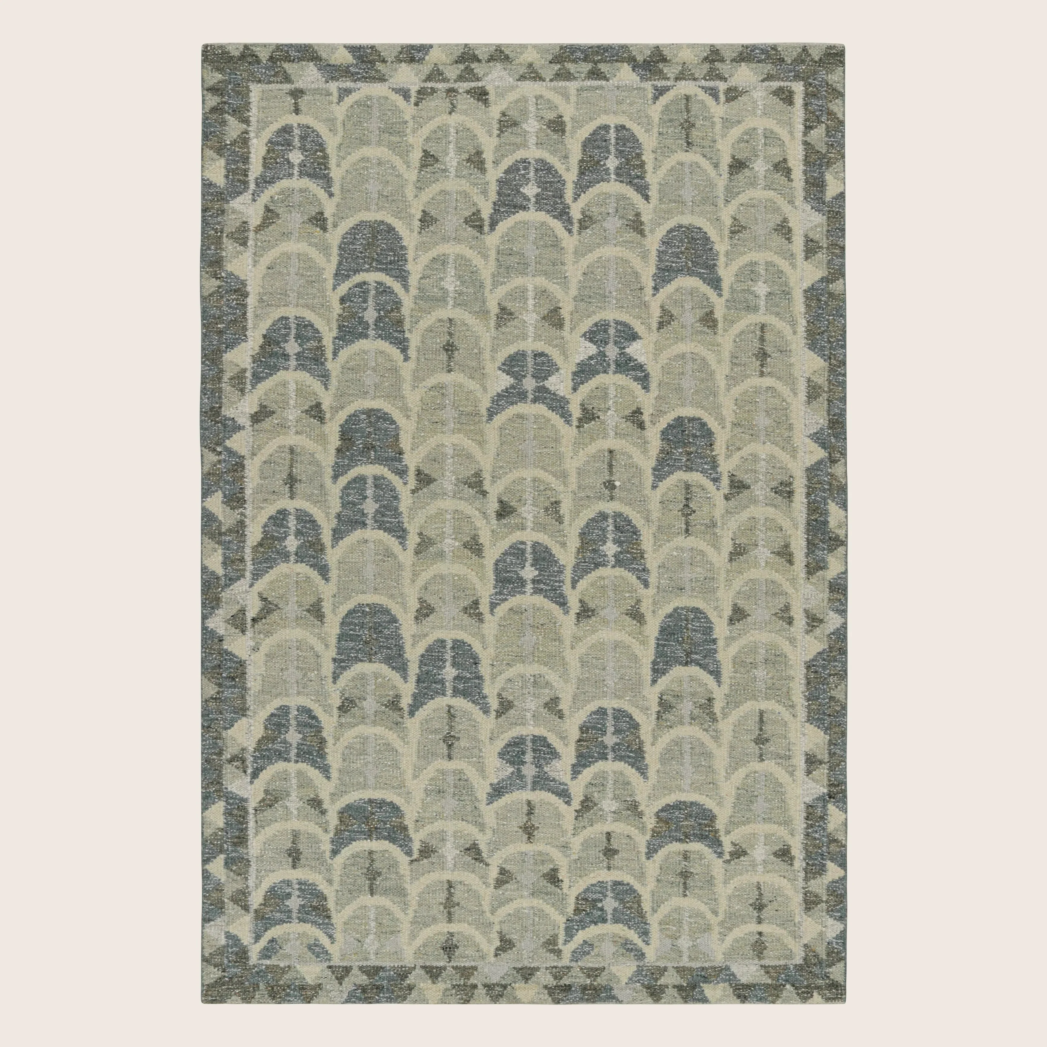 Grey Swedish Flatweave Wool Cotton Blend Rug - 6'1" x 9'