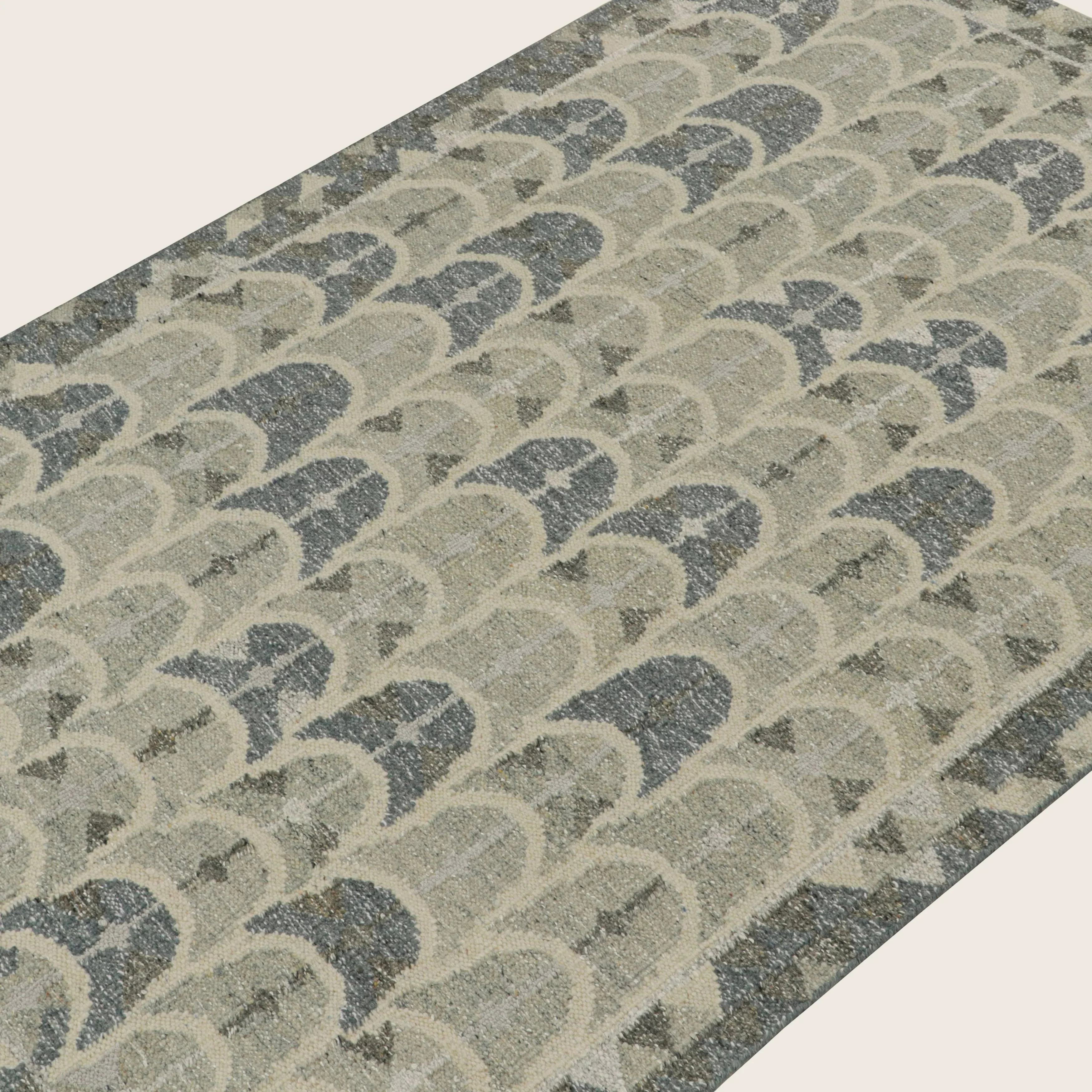 Grey Swedish Flatweave Wool Cotton Blend Rug - 6'1" x 9' - Image 2