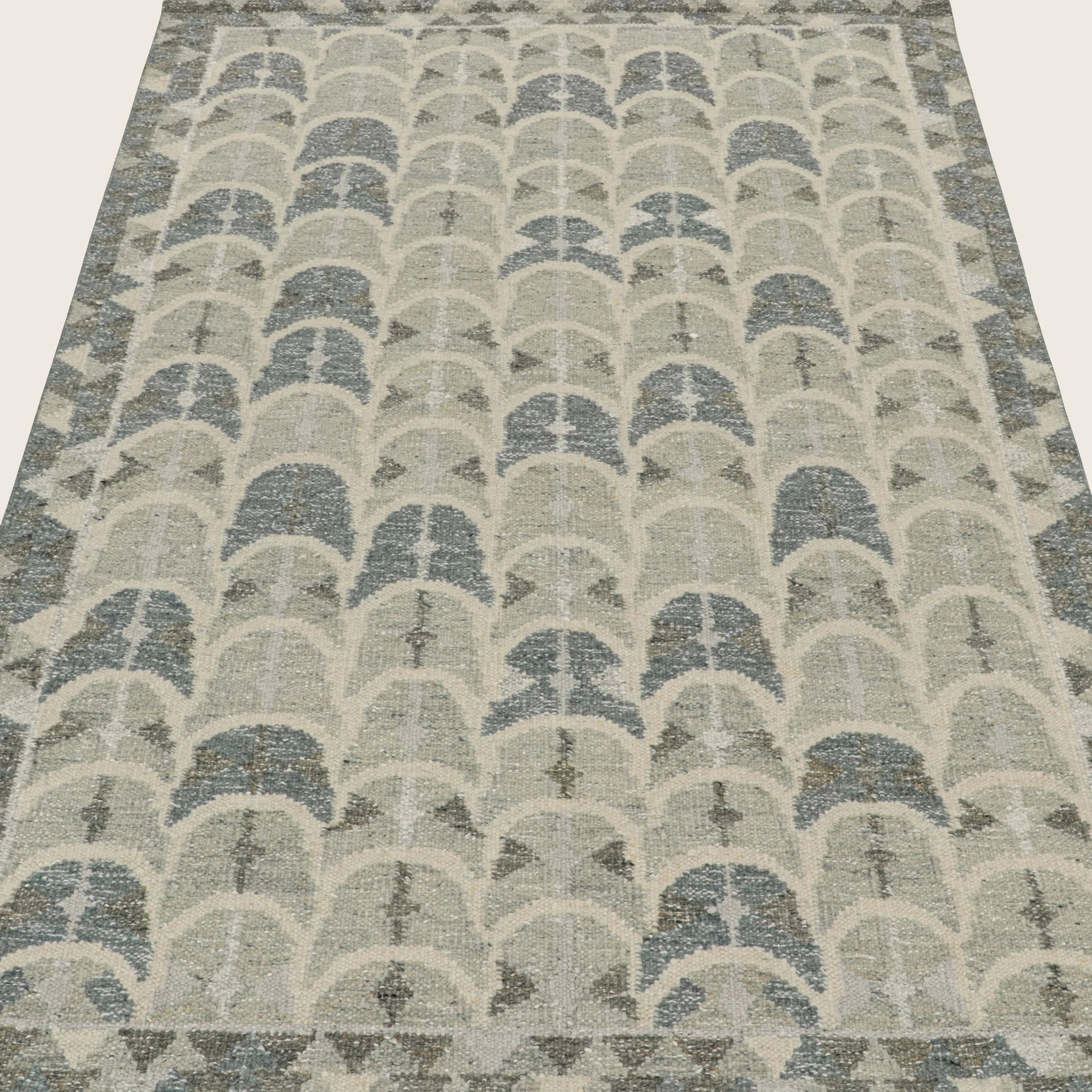 Grey Swedish Flatweave Wool Cotton Blend Rug - 6'1" x 9' - Image 3