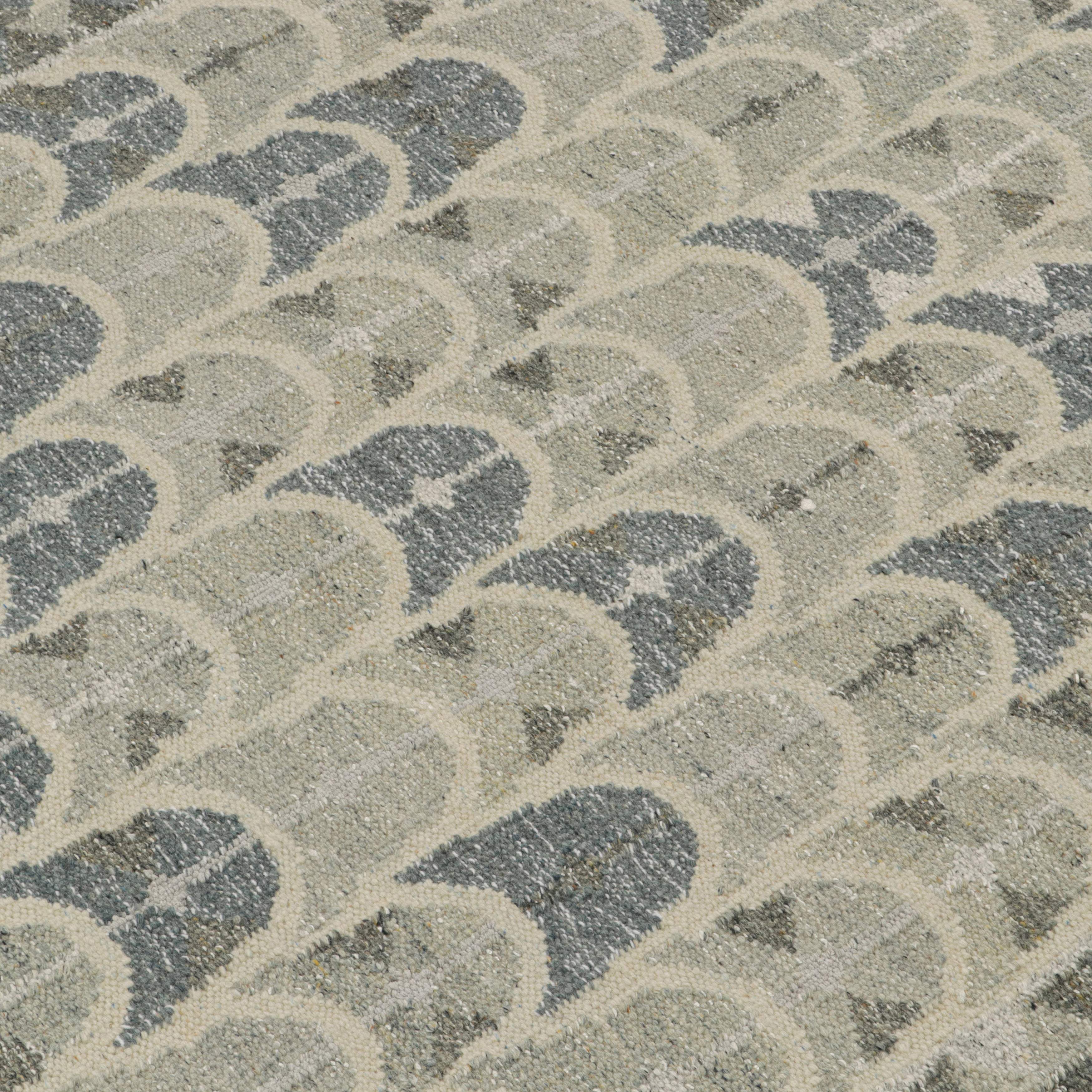 Grey Swedish Flatweave Wool Cotton Blend Rug - 6'1" x 9' - Image 4