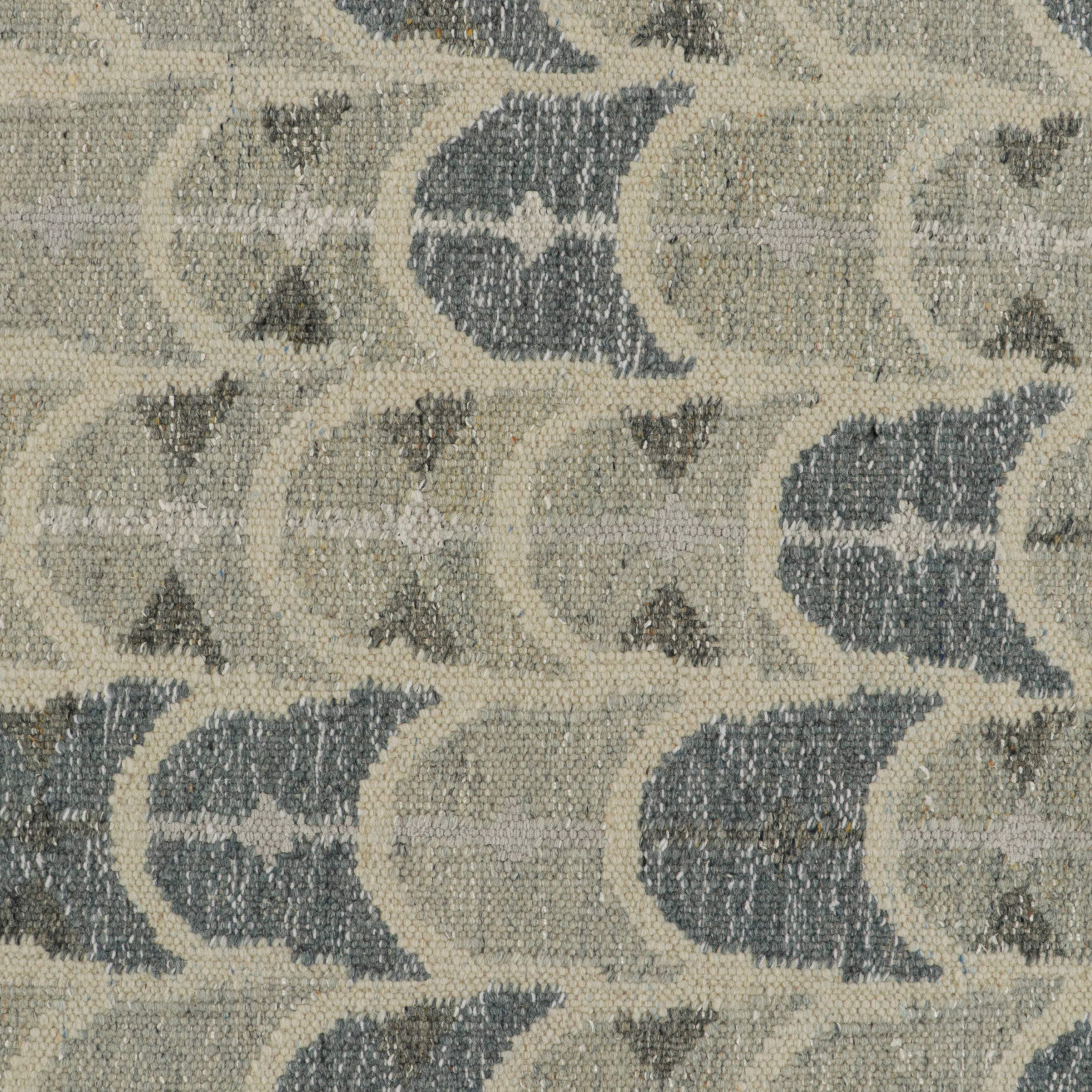 Grey Swedish Flatweave Wool Cotton Blend Rug - 6'1" x 9' - Image 6