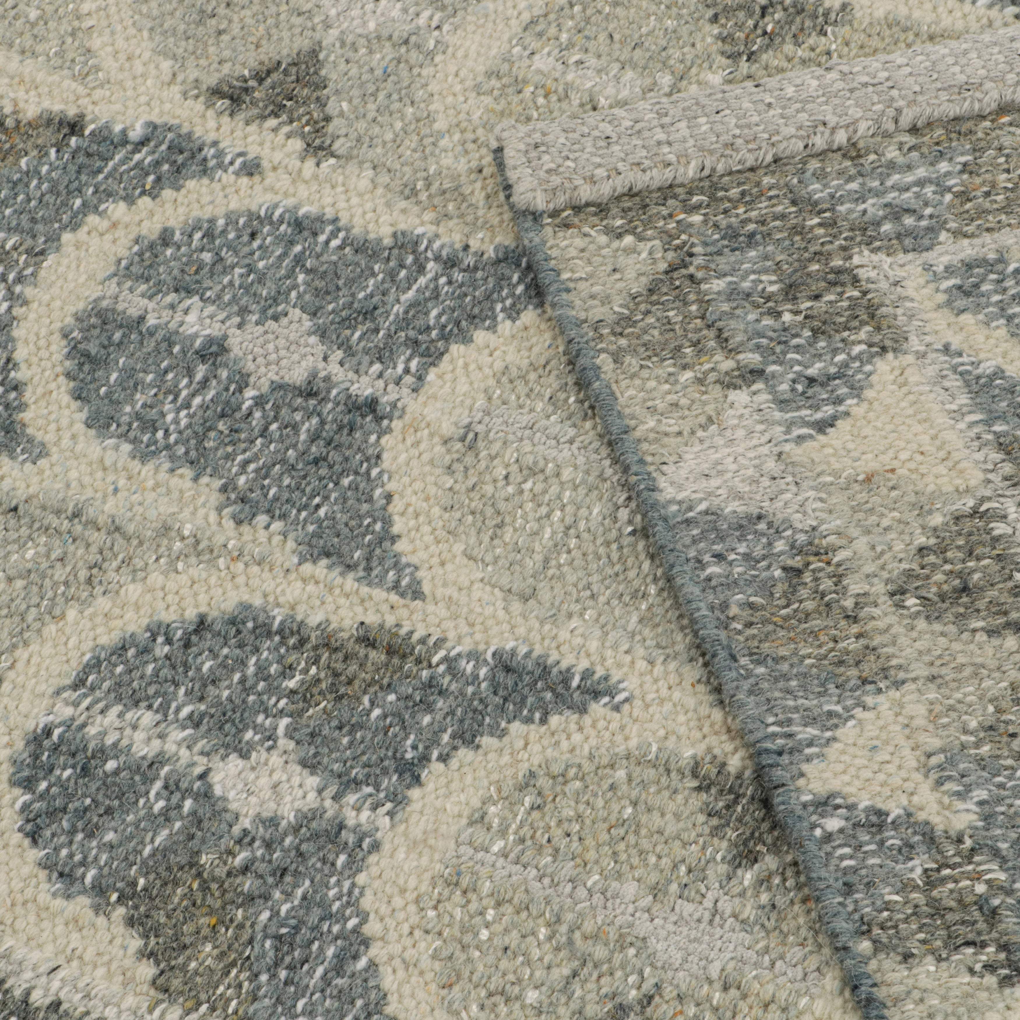 Grey Swedish Flatweave Wool Cotton Blend Rug - 6'1" x 9' - Image 7