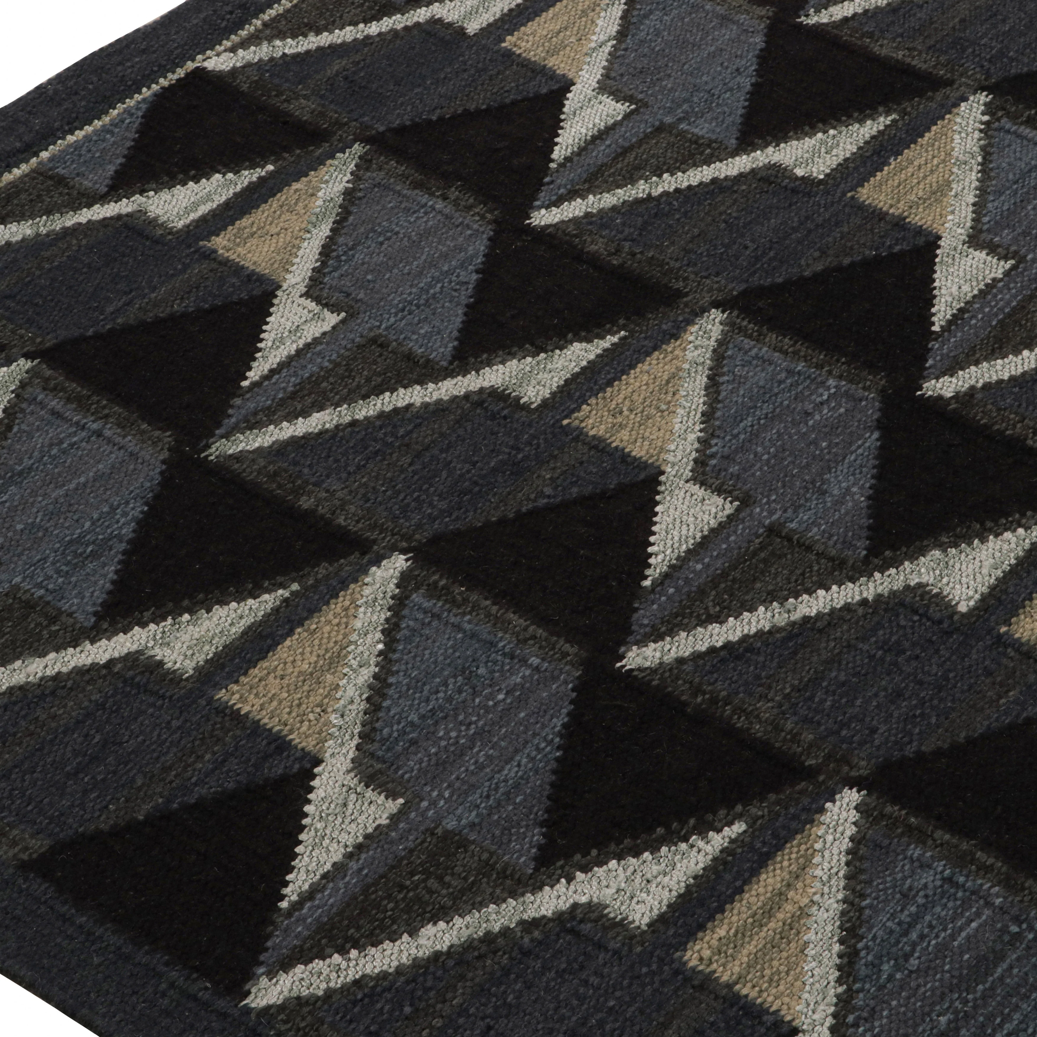 Black Geometric Swedish Flatweave Rug - 8'2" x 10'1" - Image 6