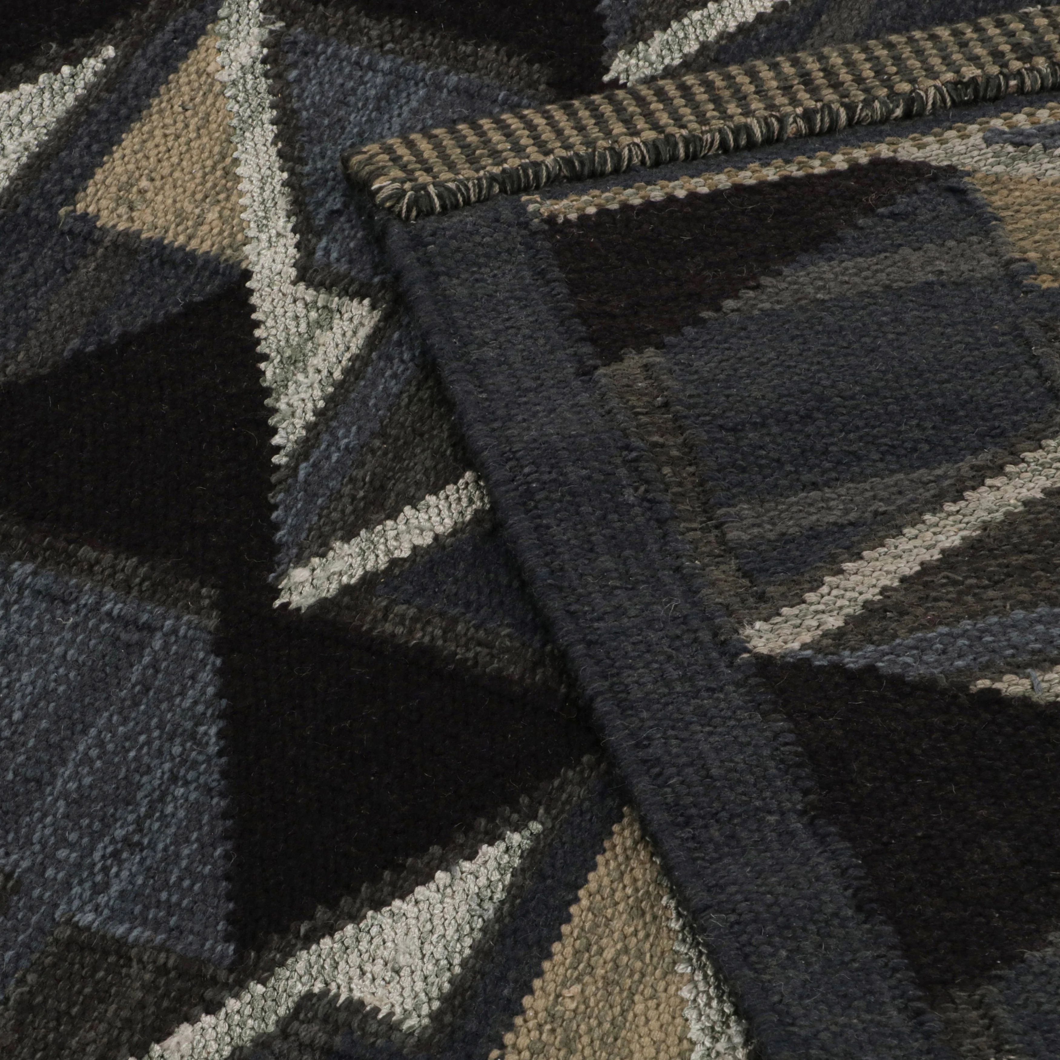 Black Geometric Swedish Flatweave Rug - 8'2" x 10'1" - Image 9