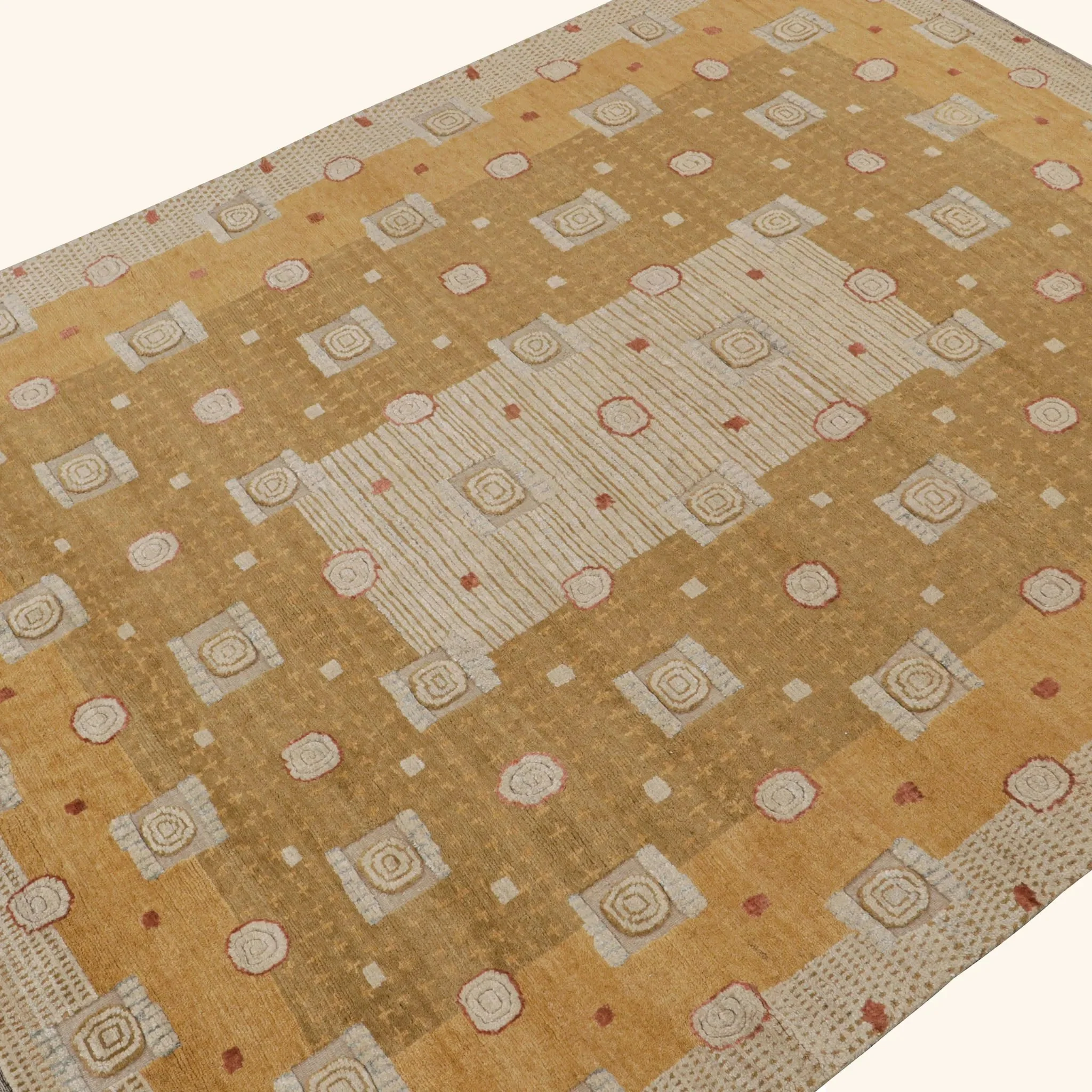 Brown Modern Wool Silk Blend Rug - 9'2" x 12'2" - Image 5