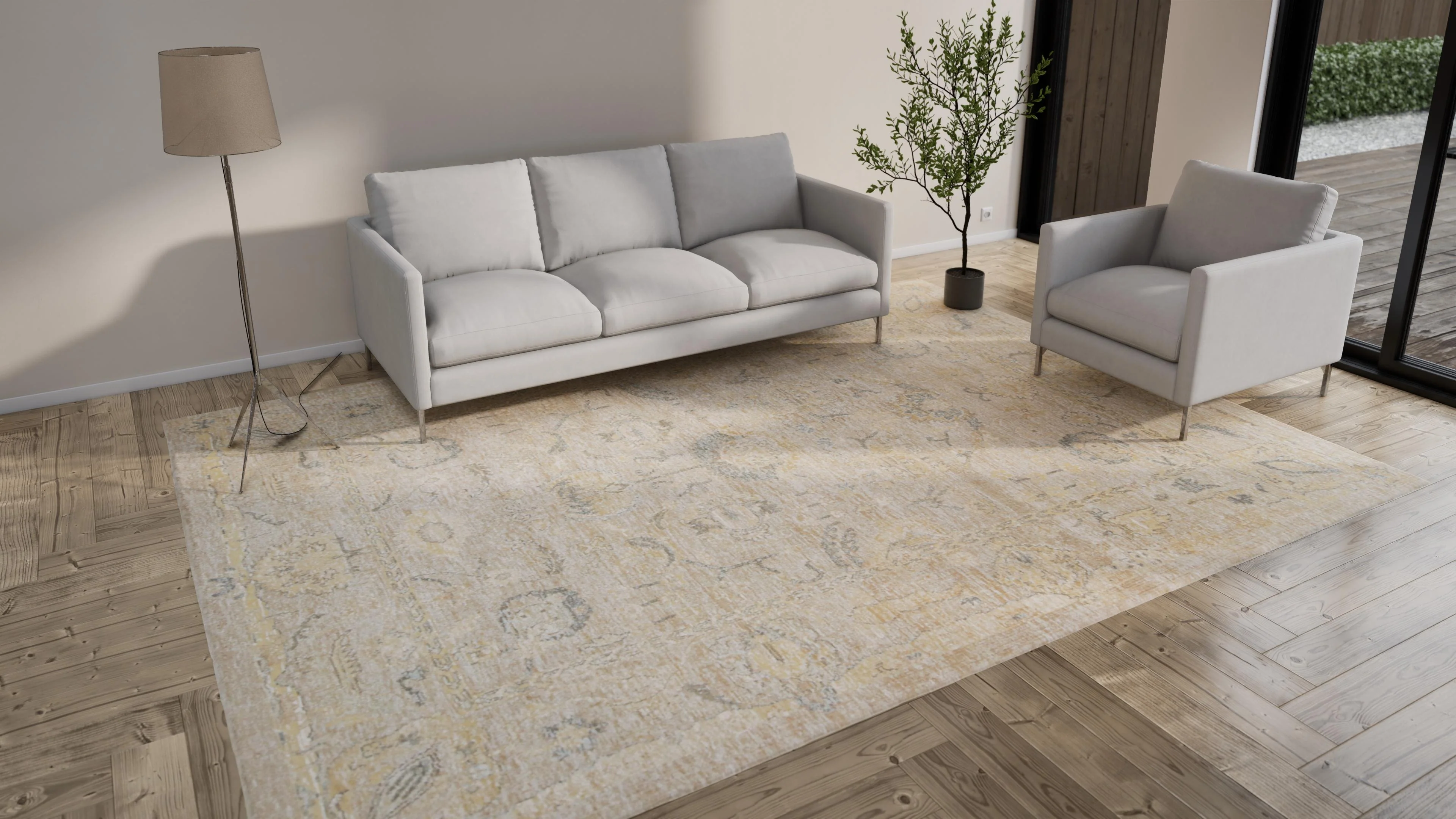 Beige Traditional Silk Rug - 9'2" x 12'6" - Image 10