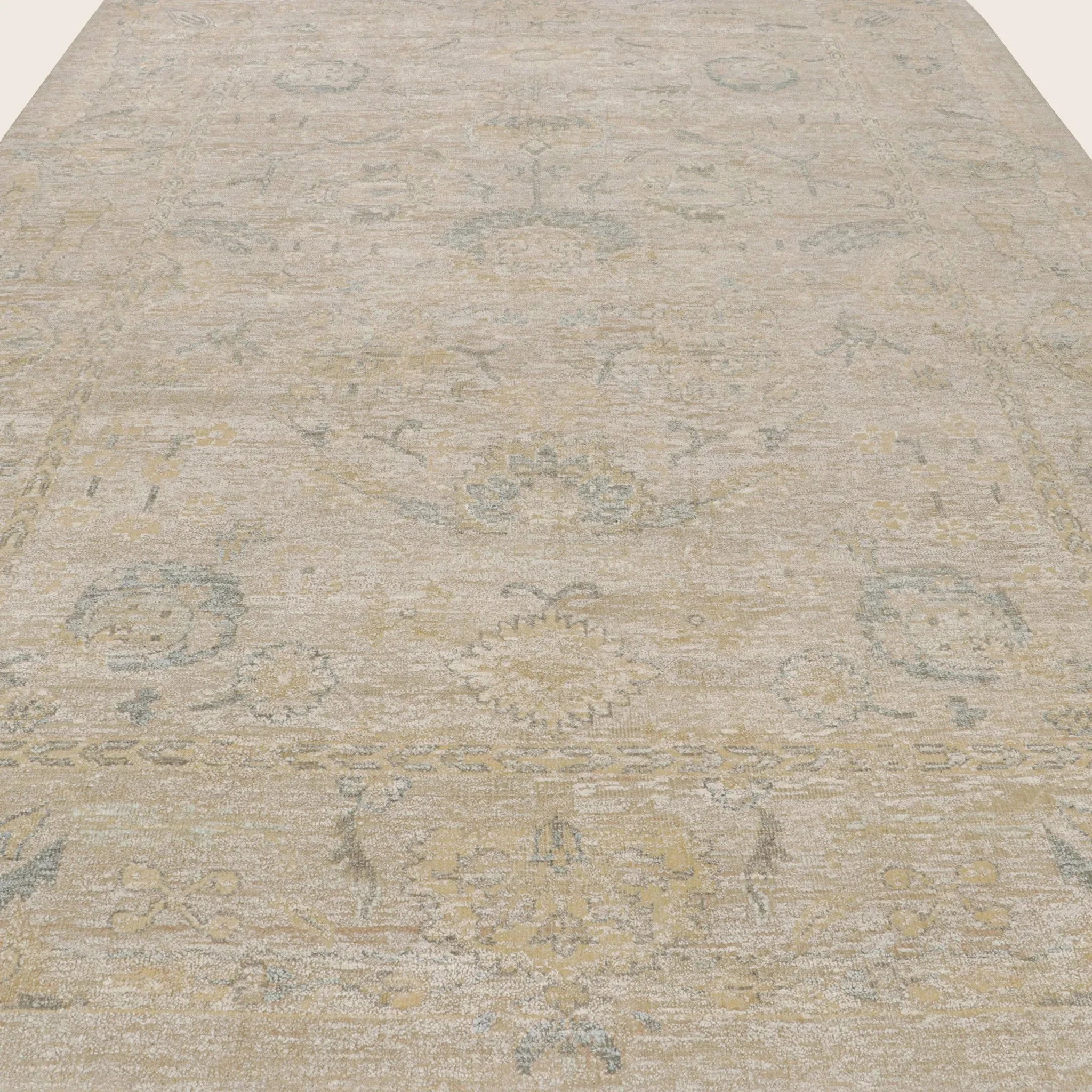 Beige Traditional Silk Rug - 9'2" x 12'6" - Image 4