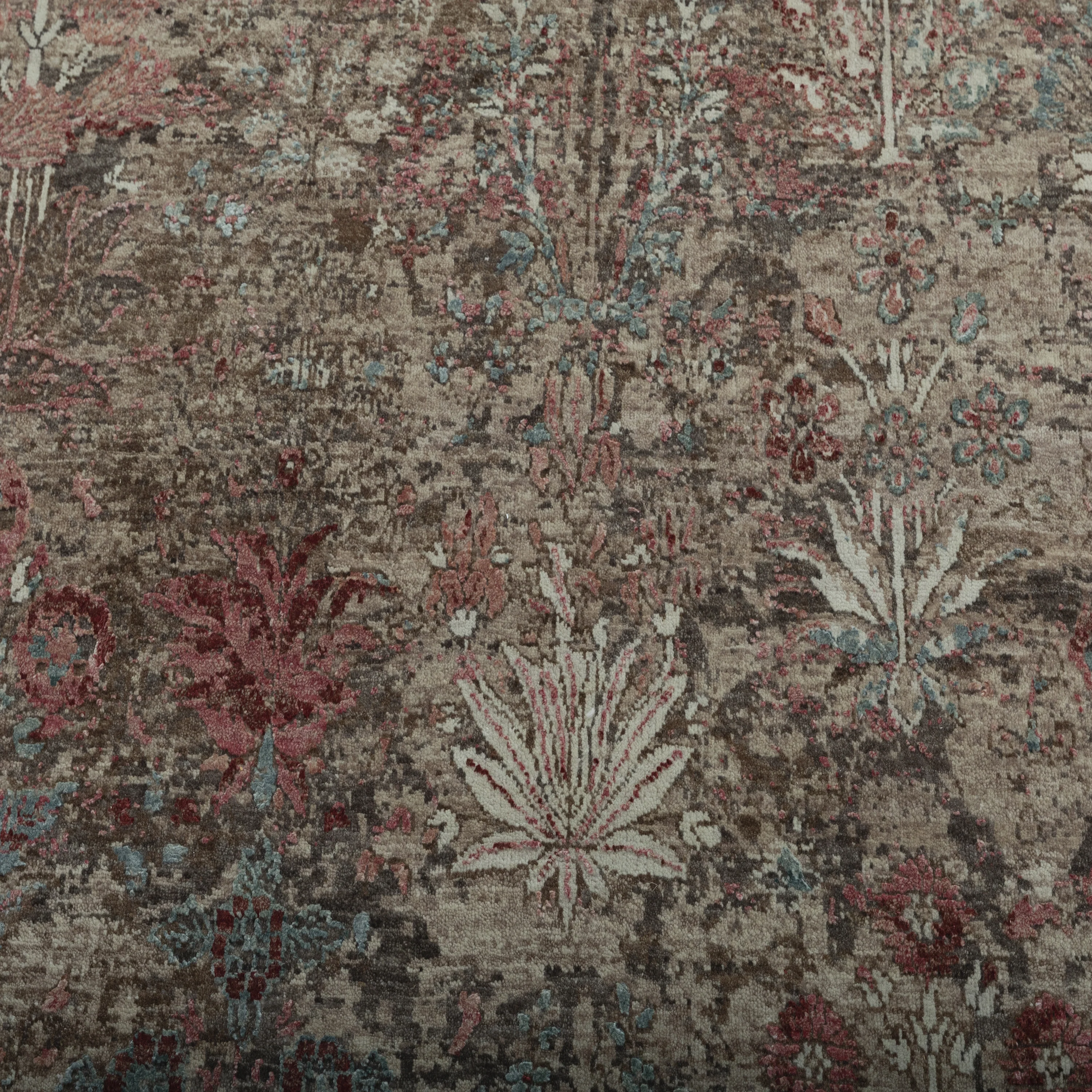 Rust Contemporary Wool Silk Blend Rug - 12' x 15' - Image 3