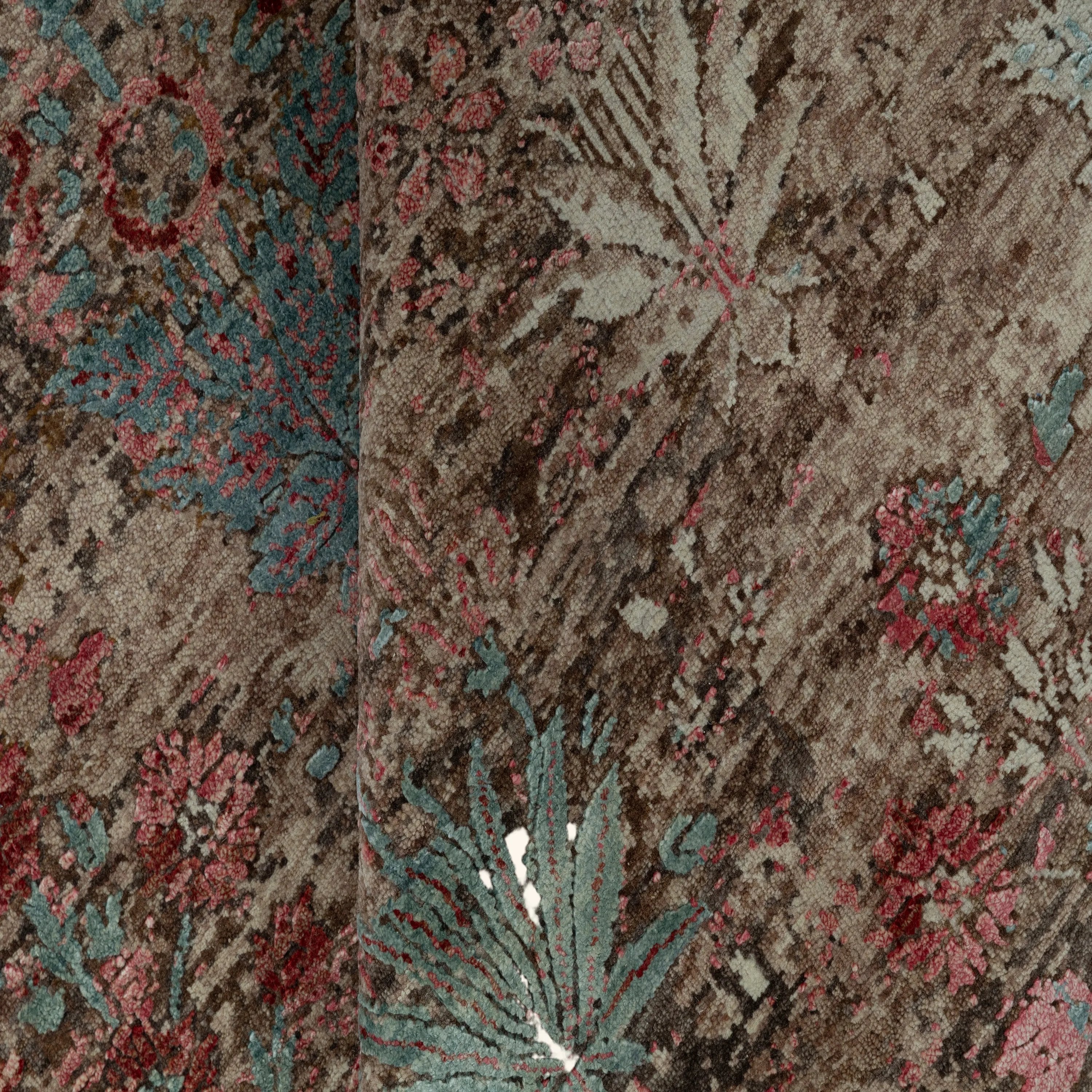 Rust Contemporary Wool Silk Blend Rug - 12' x 15' - Image 4